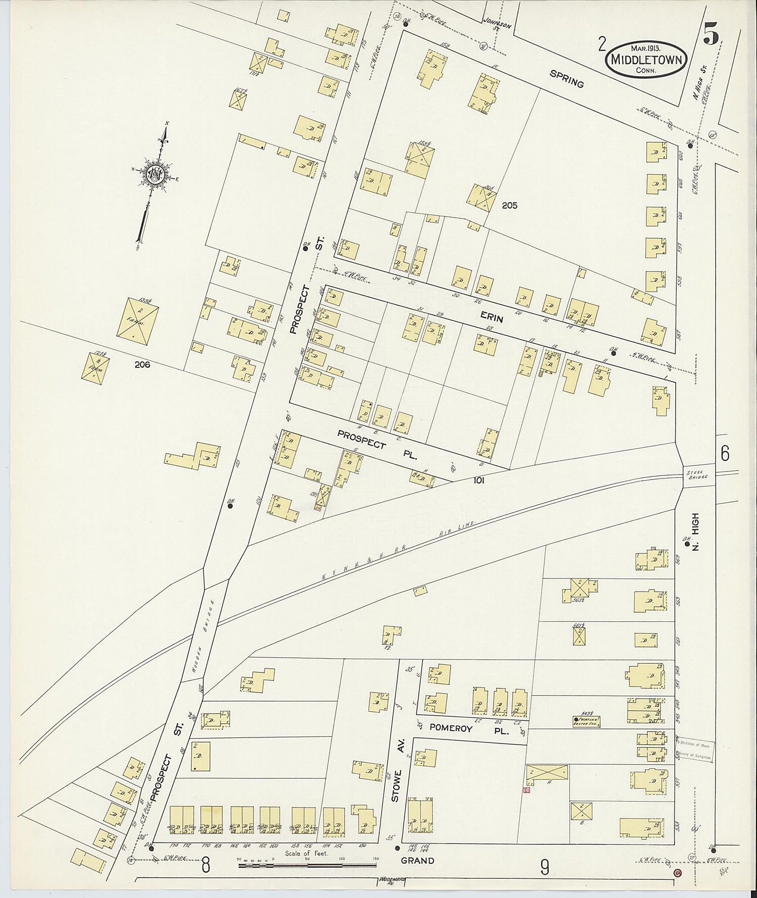 This old map of Middletown, Middlesex County, Connecticut was created by Sanborn Map Company in 1913