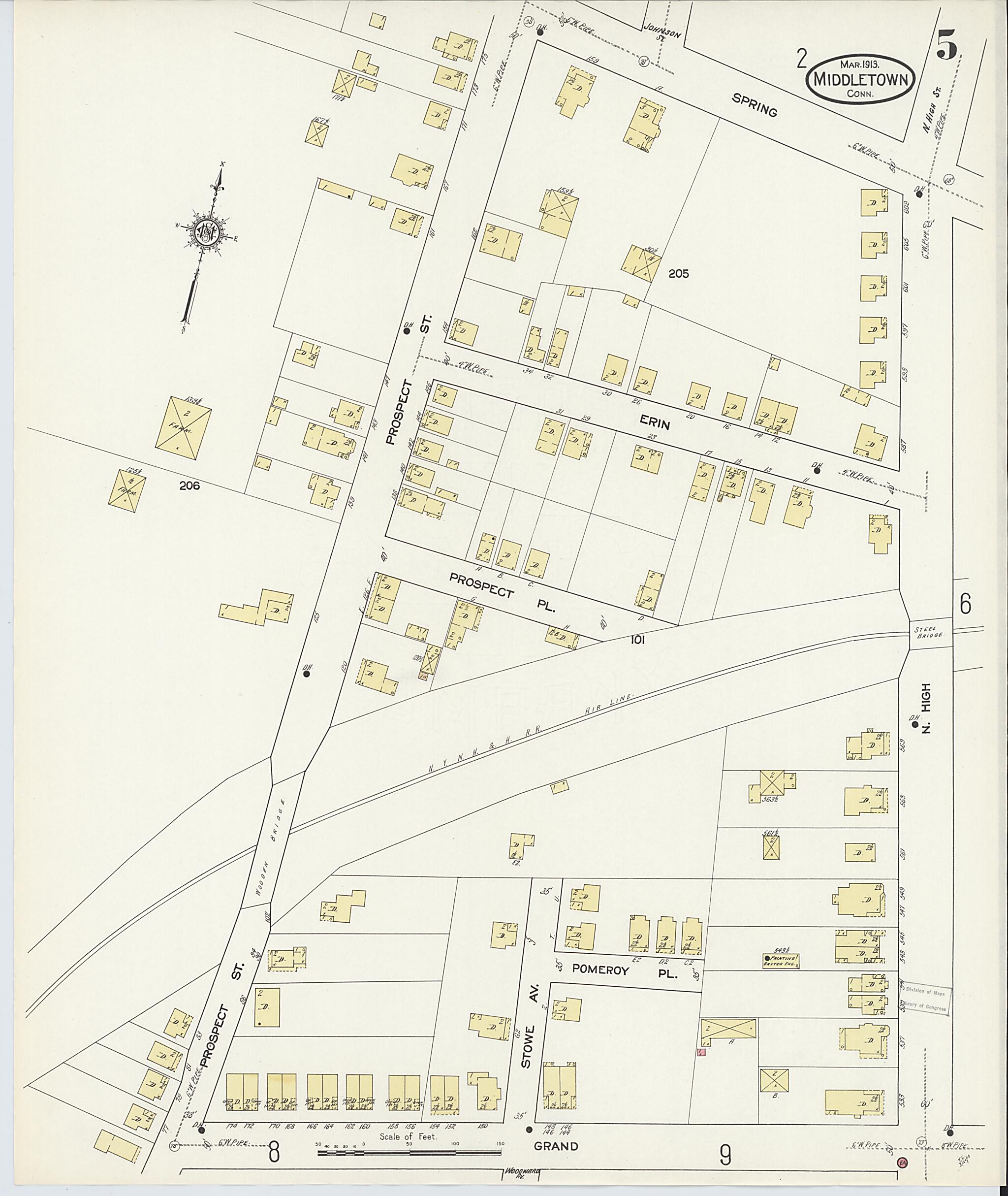 This old map of Middletown, Middlesex County, Connecticut was created by Sanborn Map Company in 1913