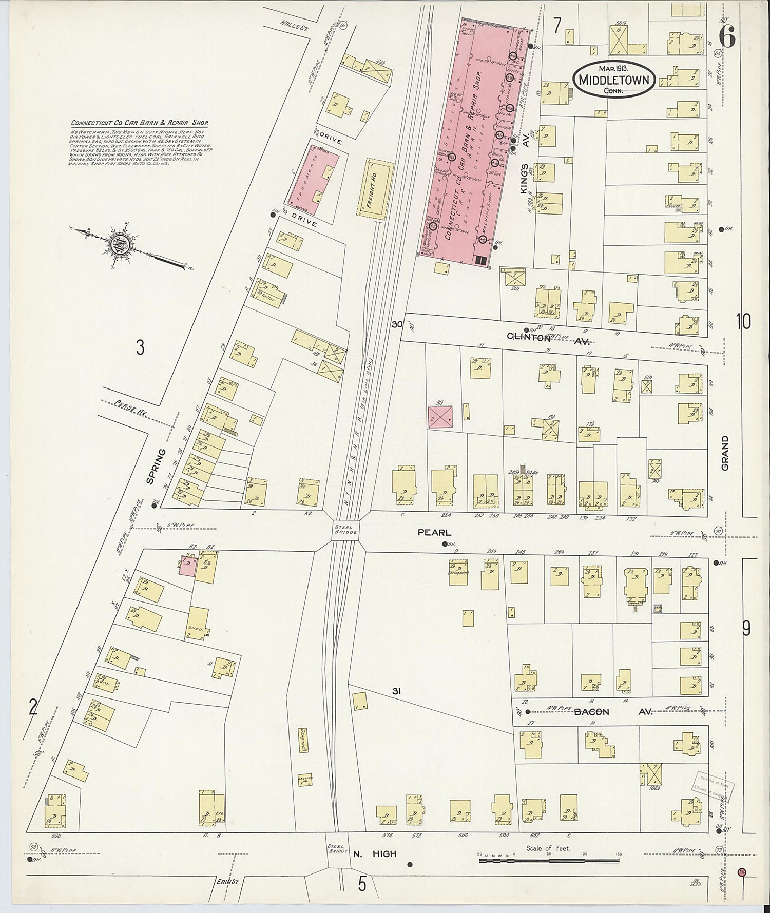 This old map of Middletown, Middlesex County, Connecticut was created by Sanborn Map Company in 1913
