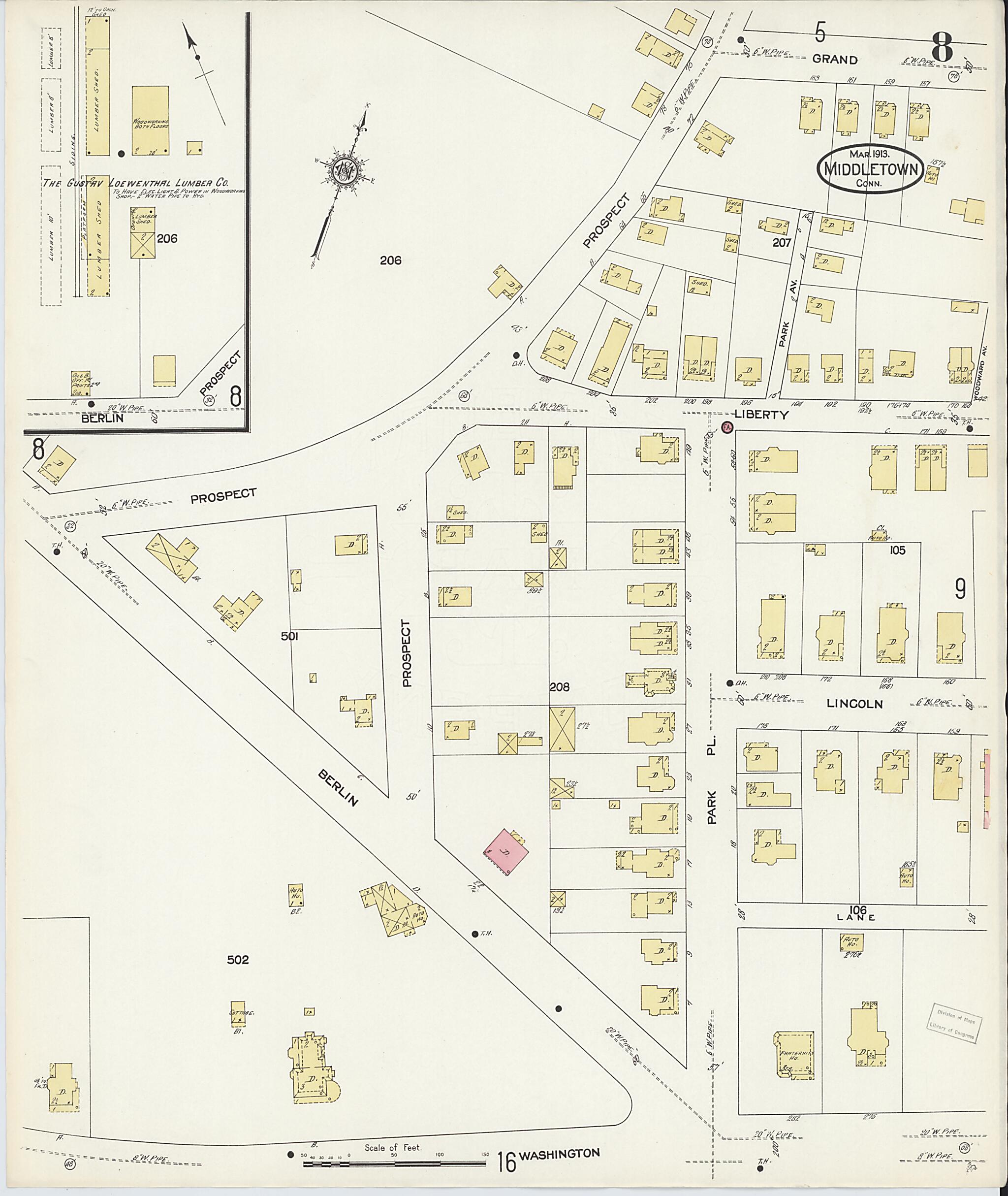 This old map of Middletown, Middlesex County, Connecticut was created by Sanborn Map Company in 1913