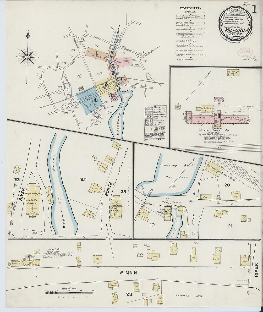 This old map of Milford, New Haven County, Connecticut was created by Sanborn Map Company in 1889