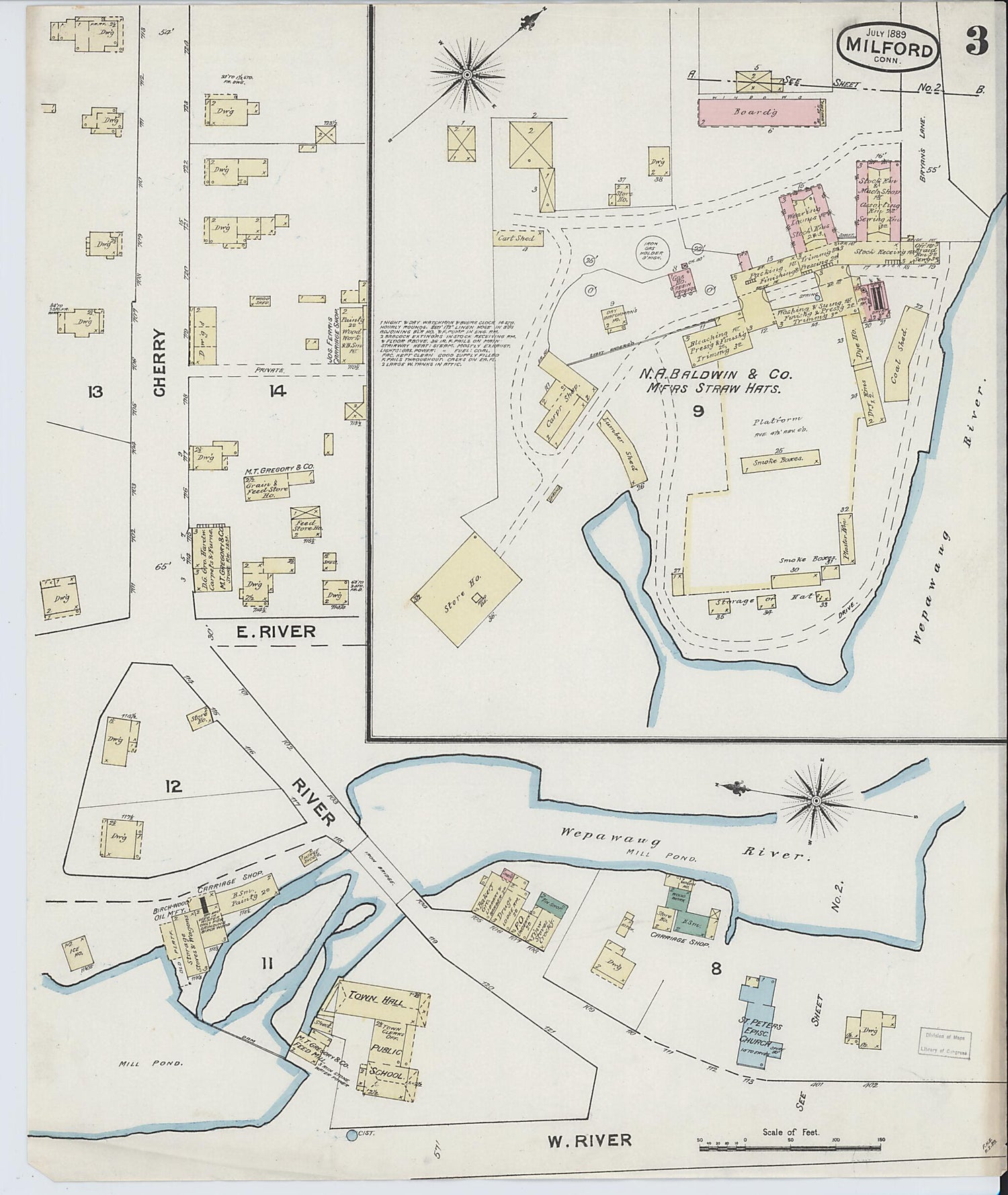 This old map of Milford, New Haven County, Connecticut was created by Sanborn Map Company in 1889