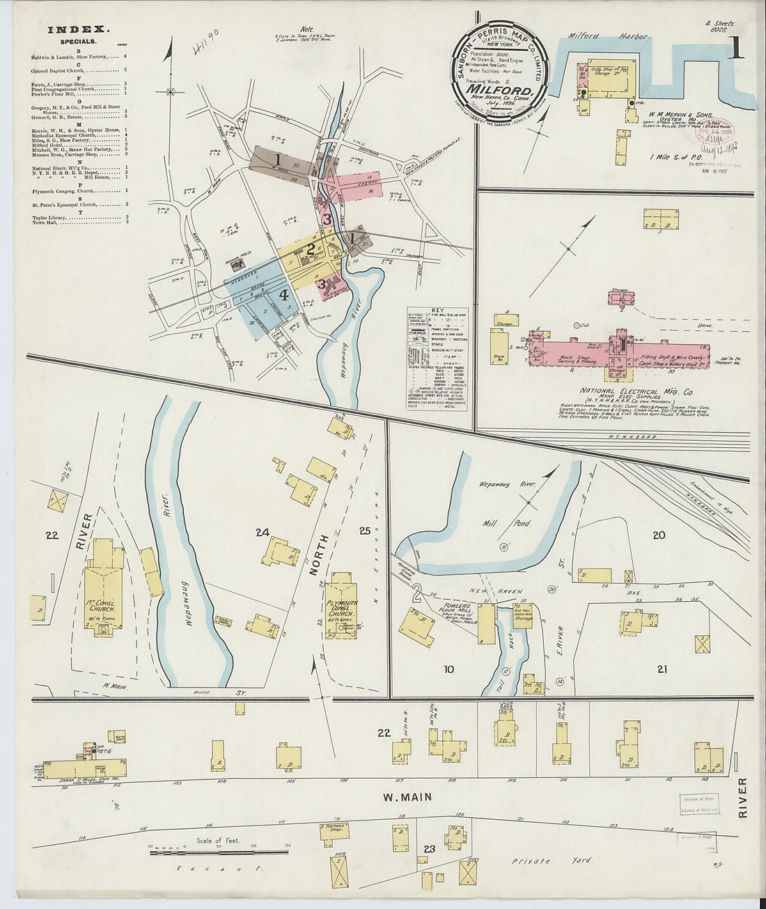 This old map of Milford, New Haven County, Connecticut was created by Sanborn Map Company in 1895