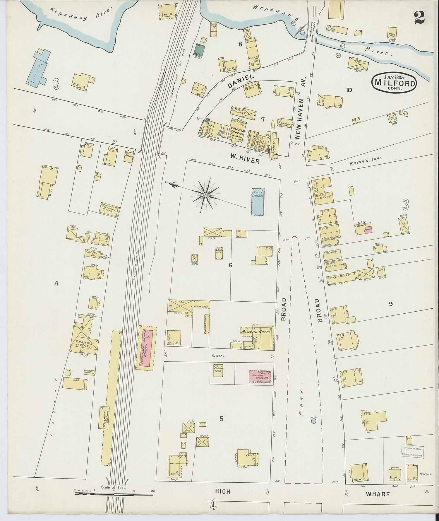 This old map of Milford, New Haven County, Connecticut was created by Sanborn Map Company in 1895