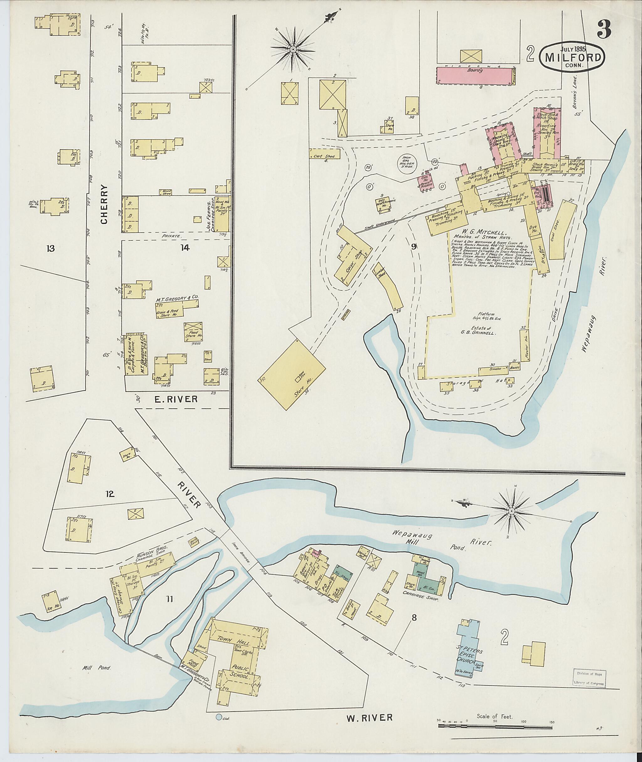 This old map of Milford, New Haven County, Connecticut was created by Sanborn Map Company in 1895