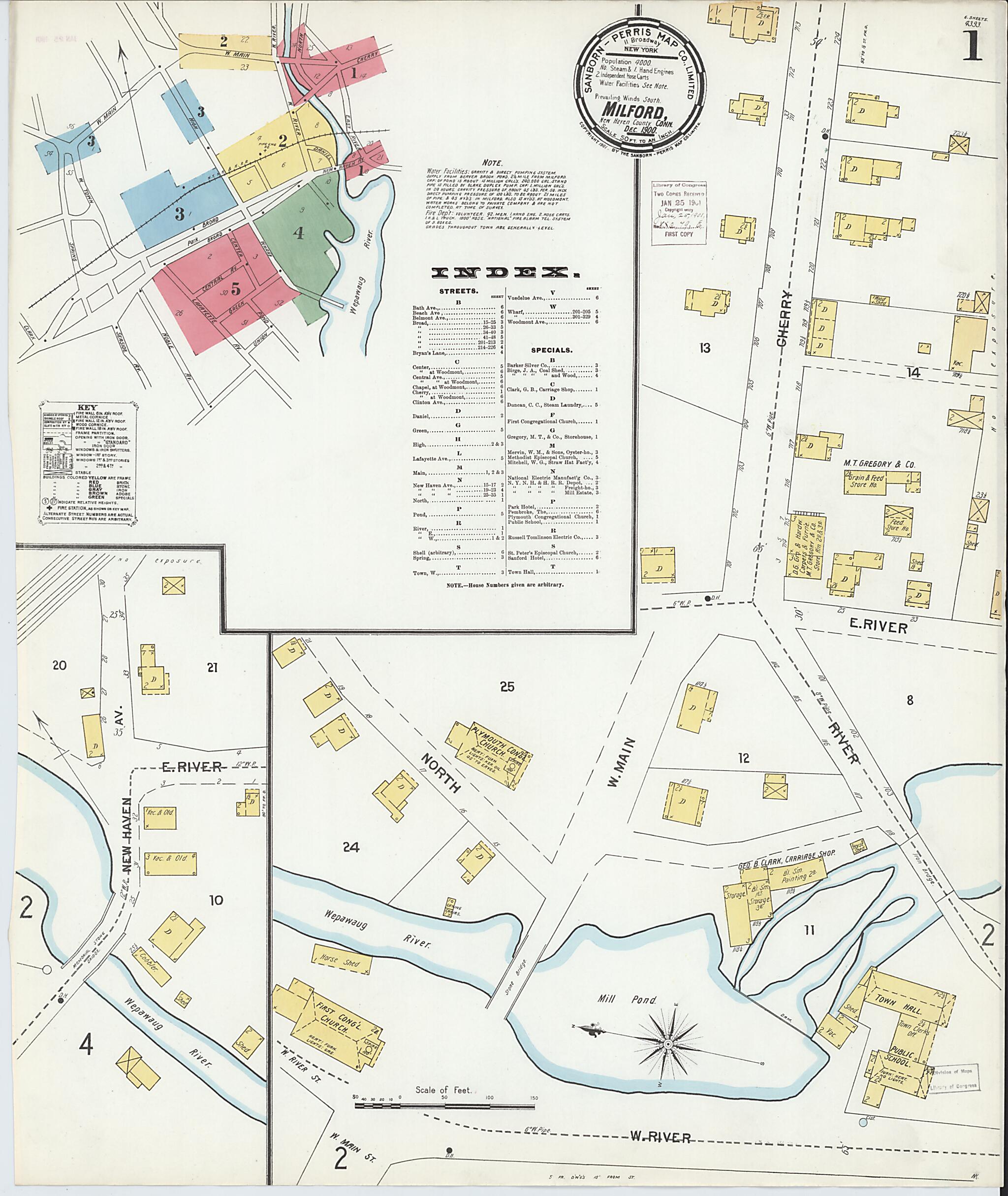 This old map of Milford, New Haven County, Connecticut was created by Sanborn Map Company in 1900