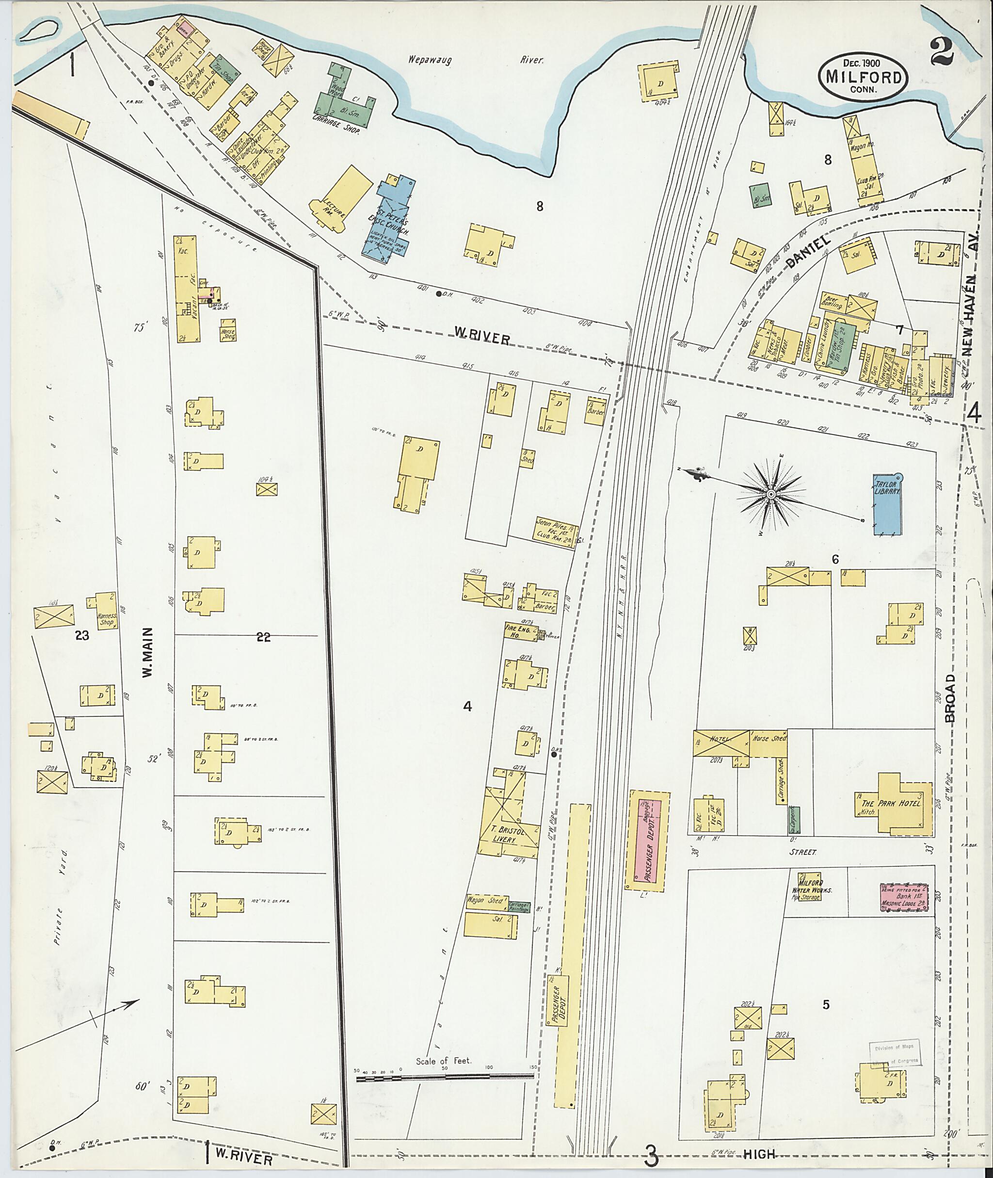 This old map of Milford, New Haven County, Connecticut was created by Sanborn Map Company in 1900