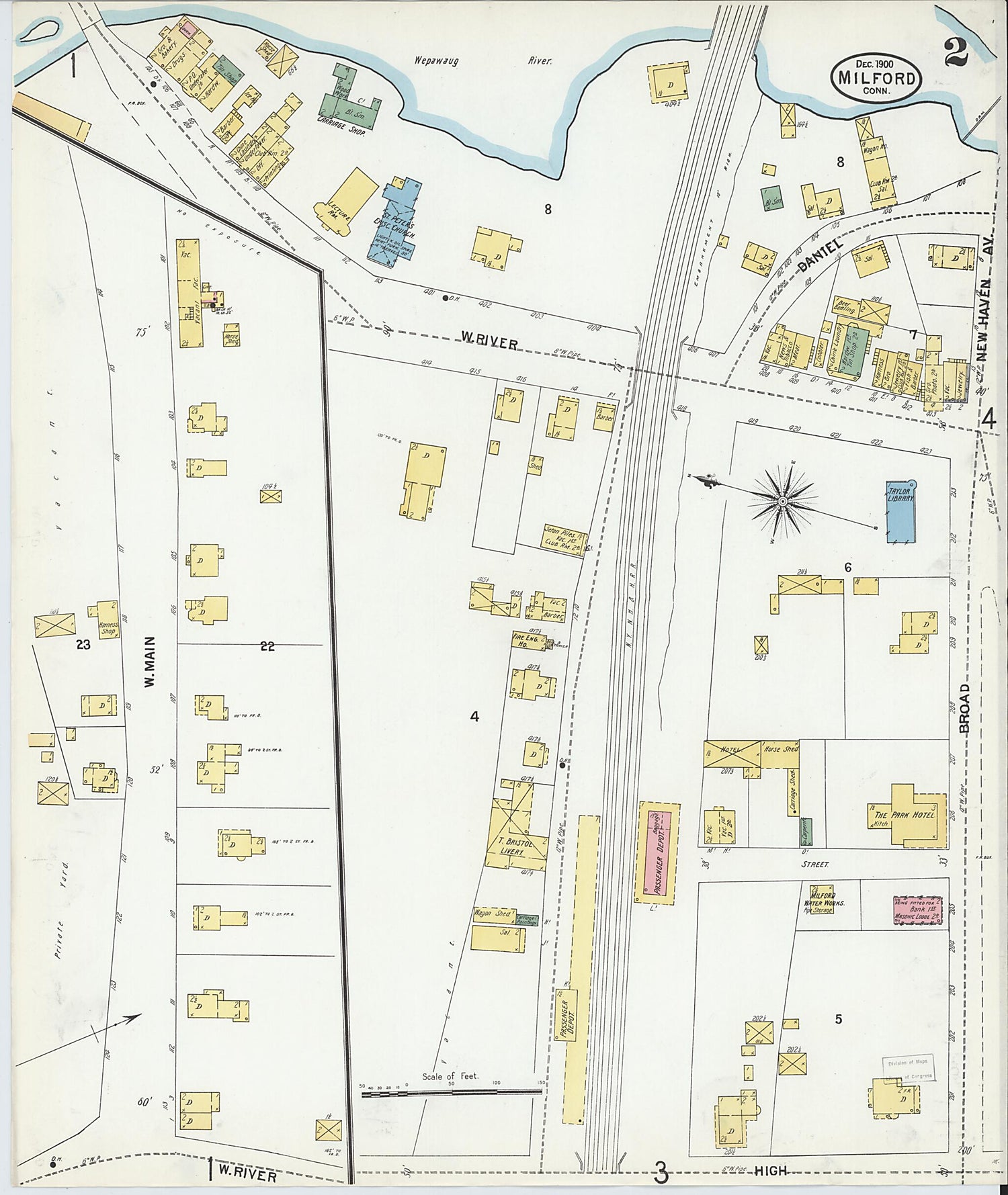 This old map of Milford, New Haven County, Connecticut was created by Sanborn Map Company in 1900