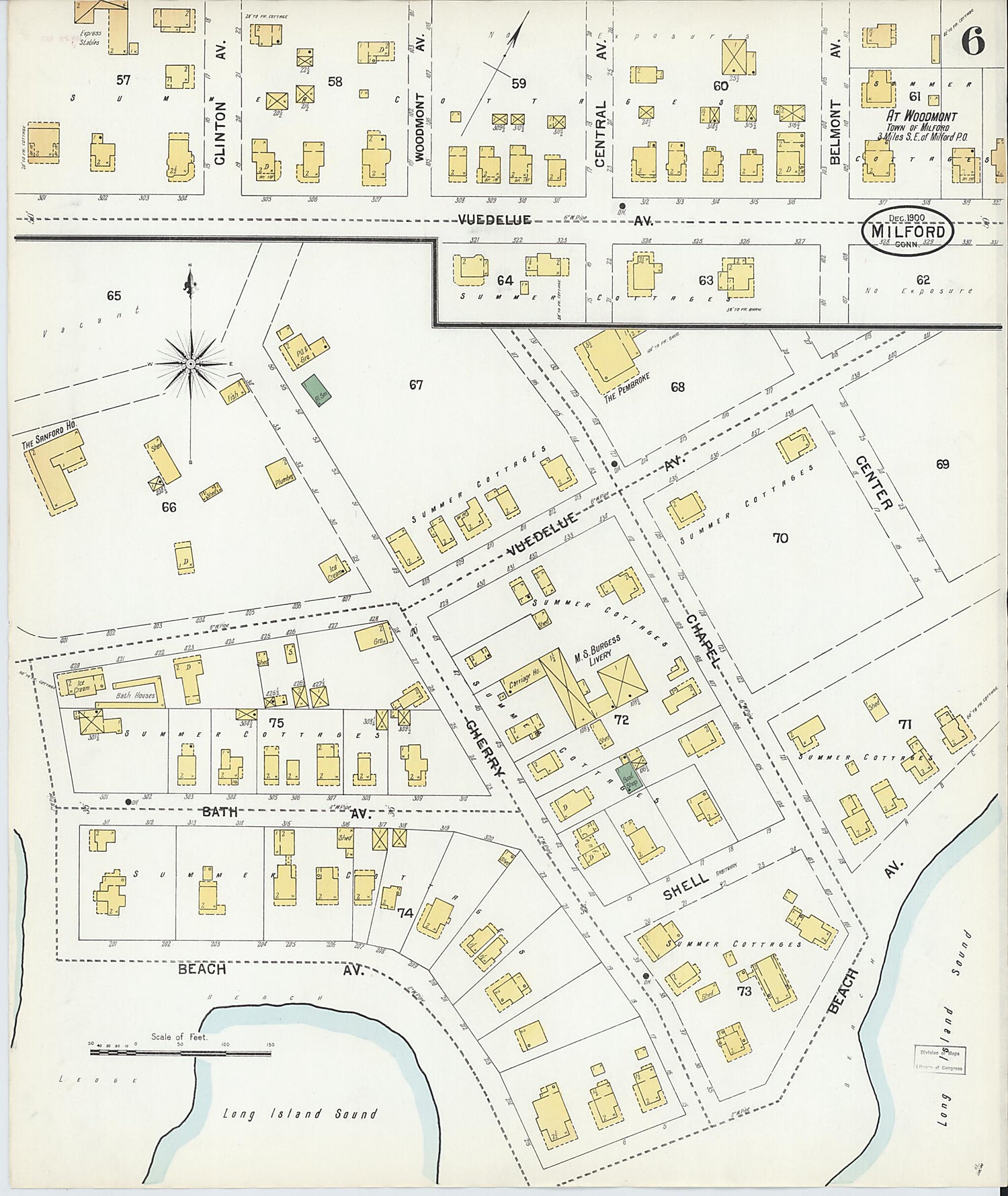 This old map of Milford, New Haven County, Connecticut was created by Sanborn Map Company in 1900