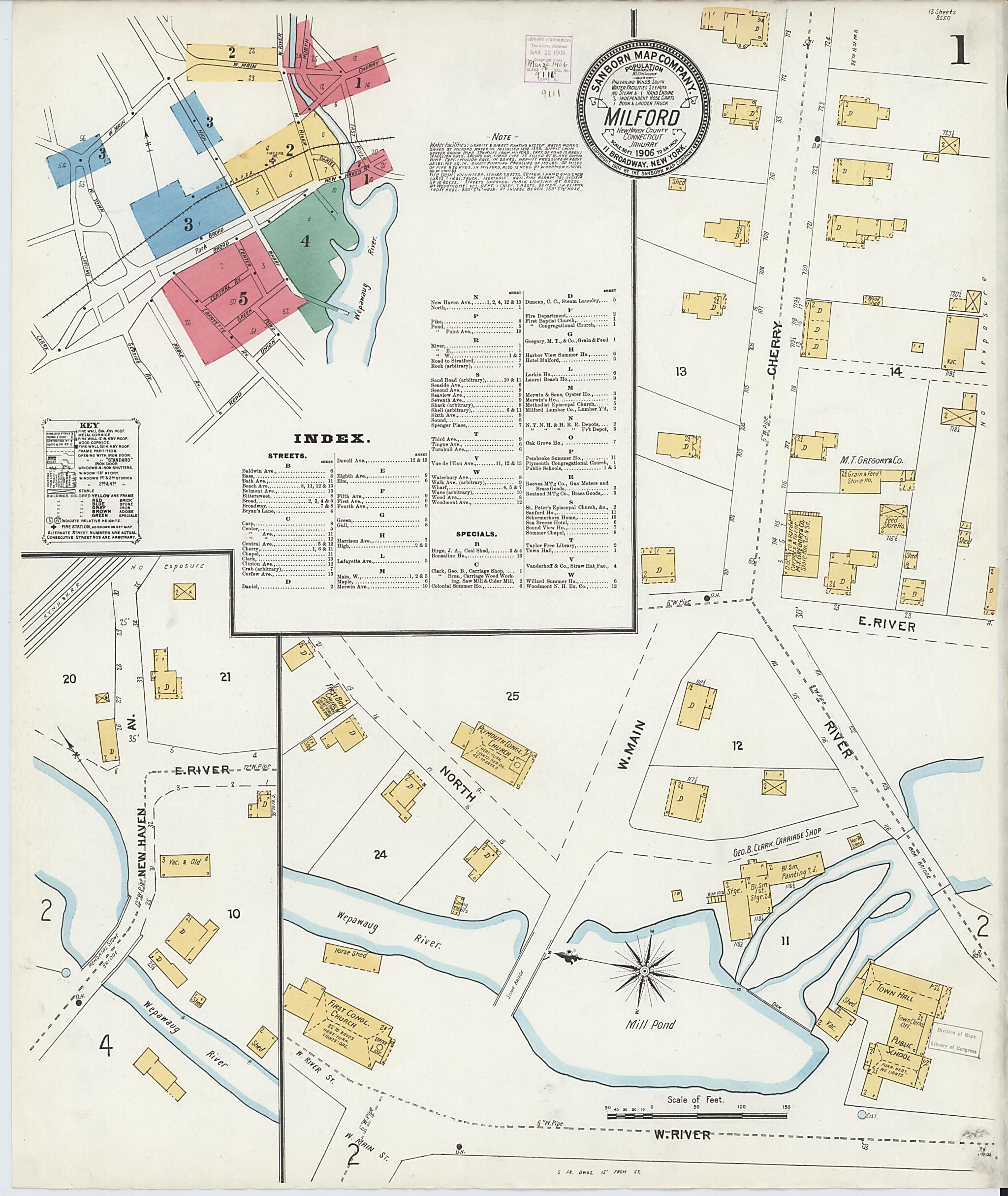 This old map of Milford, New Haven County, Connecticut was created by Sanborn Map Company in 1906