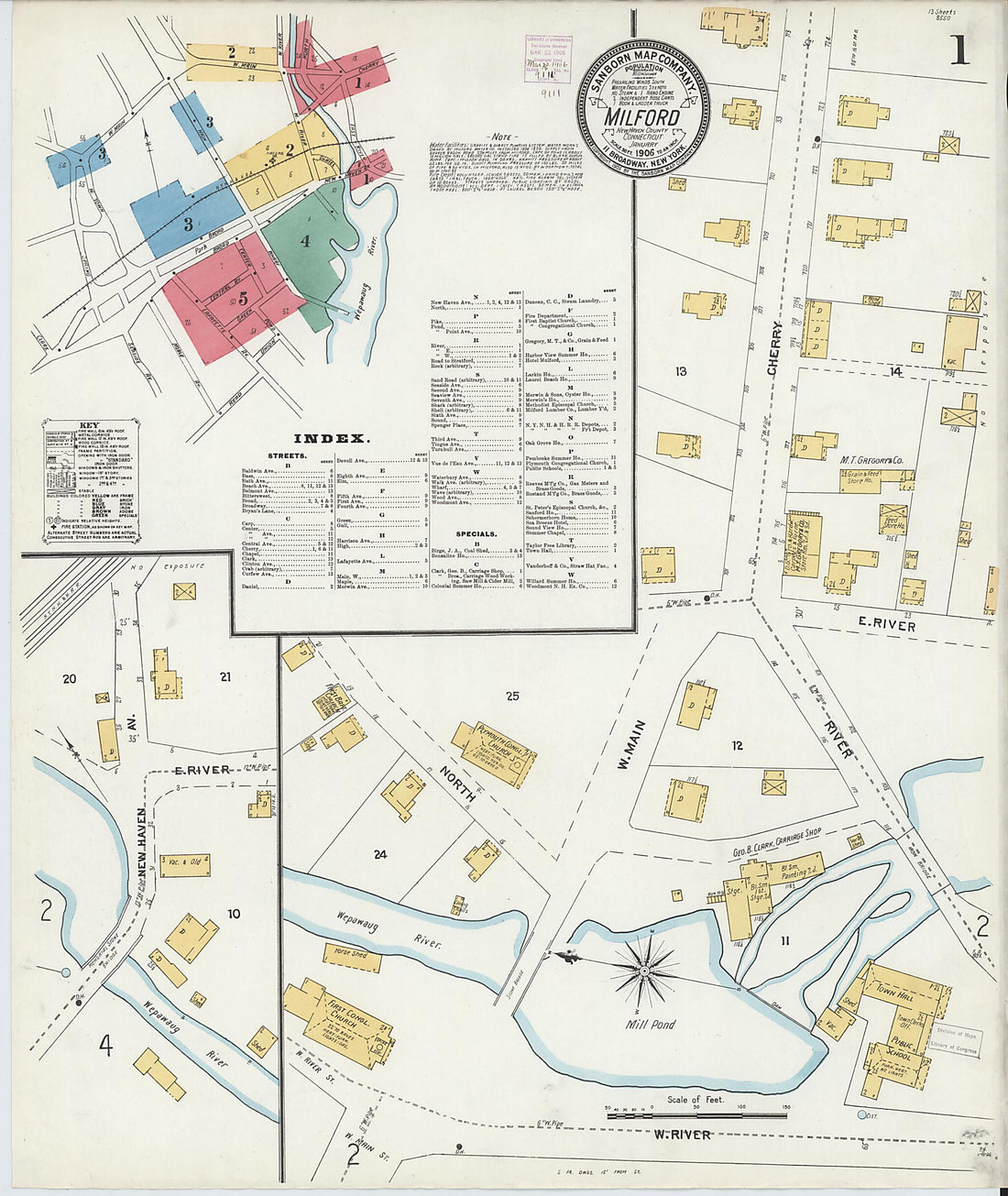 This old map of Milford, New Haven County, Connecticut was created by Sanborn Map Company in 1906