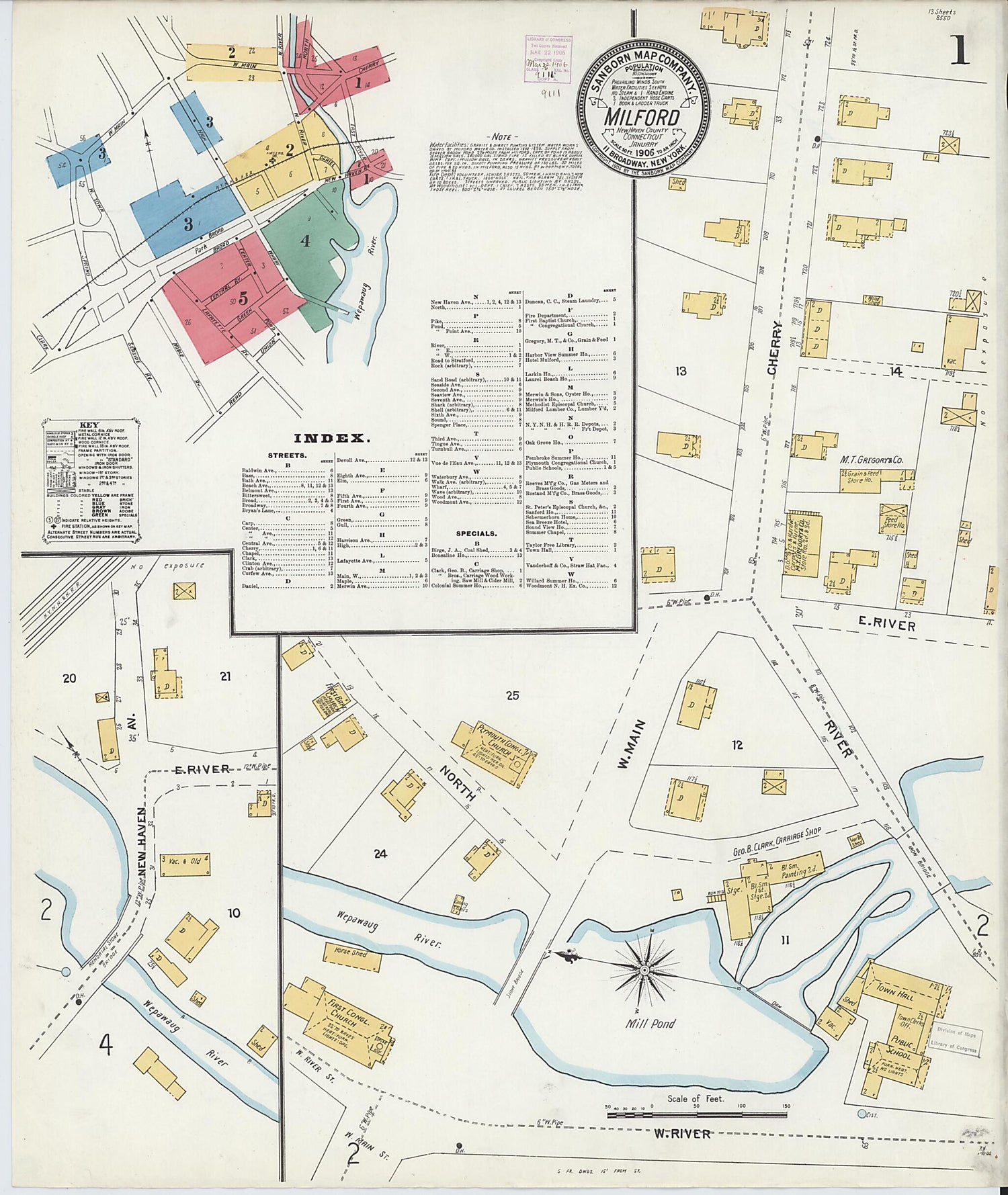 This old map of Milford, New Haven County, Connecticut was created by Sanborn Map Company in 1906