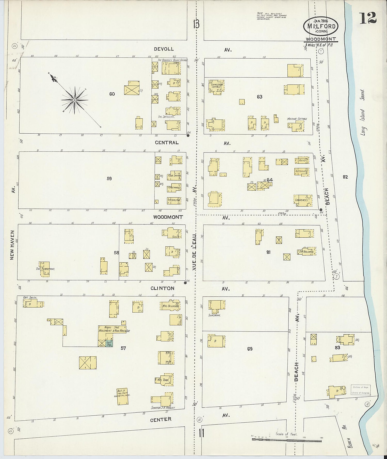 This old map of Milford, New Haven County, Connecticut was created by Sanborn Map Company in 1906