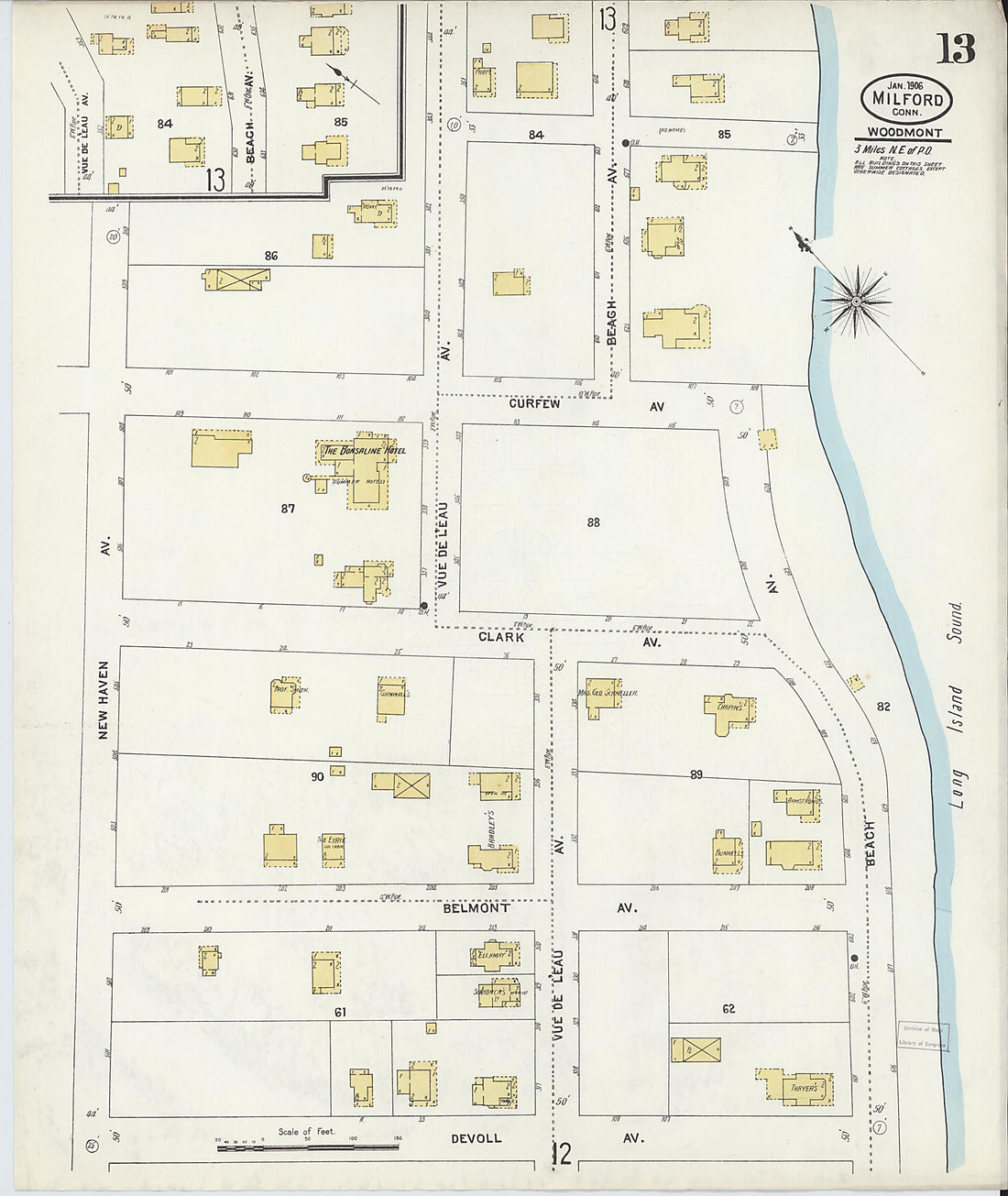 This old map of Milford, New Haven County, Connecticut was created by Sanborn Map Company in 1906