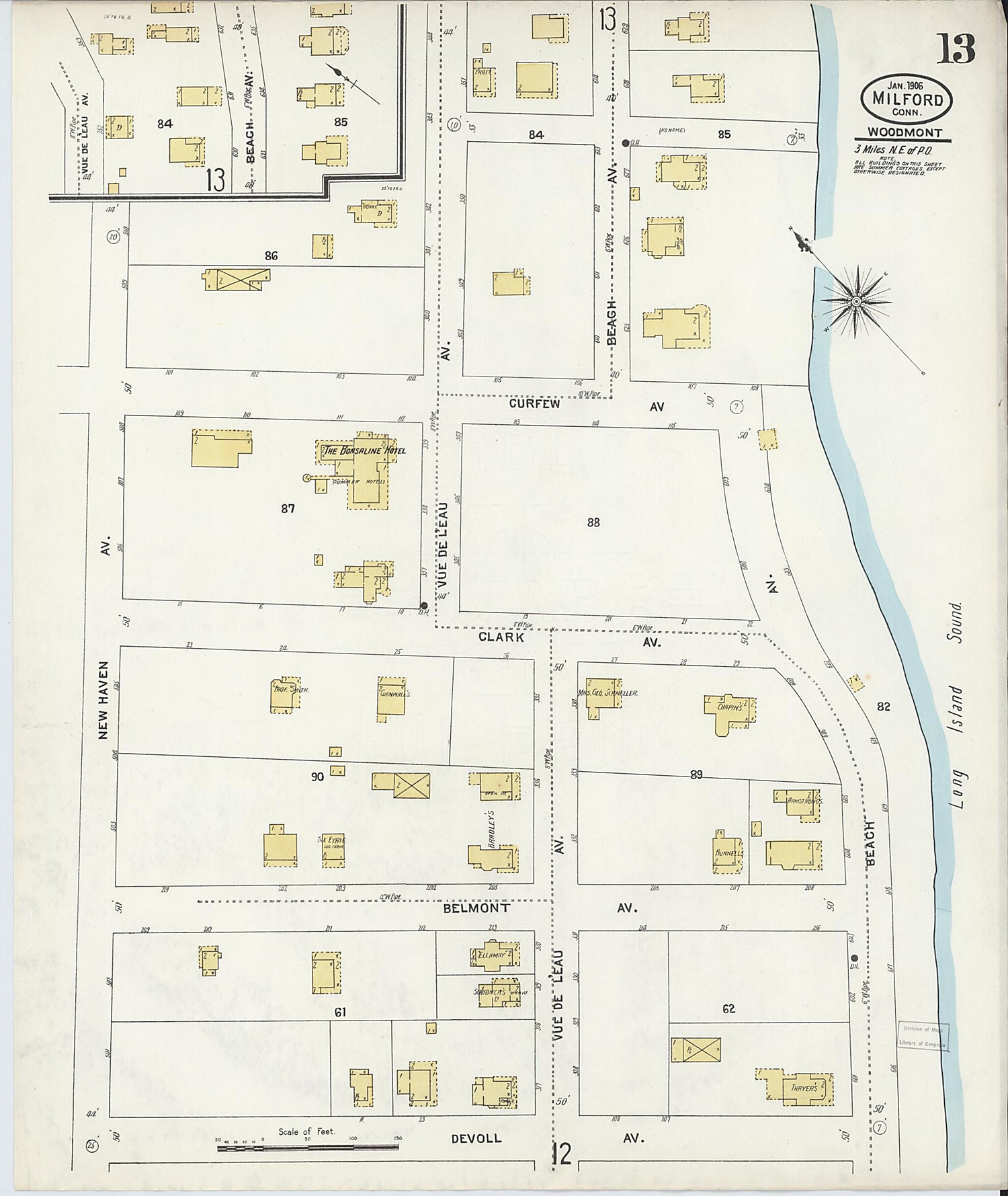 This old map of Milford, New Haven County, Connecticut was created by Sanborn Map Company in 1906