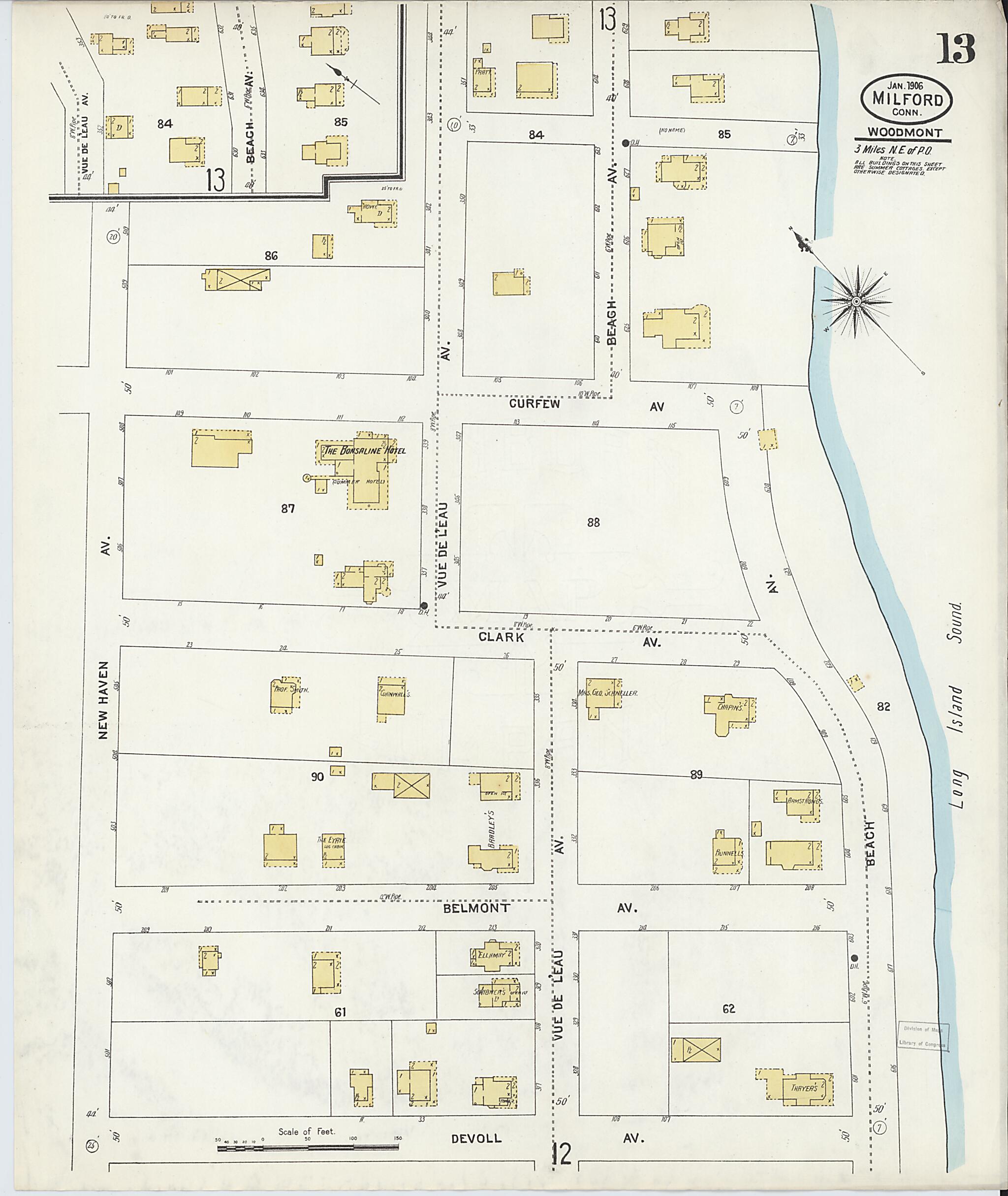 This old map of Milford, New Haven County, Connecticut was created by Sanborn Map Company in 1906