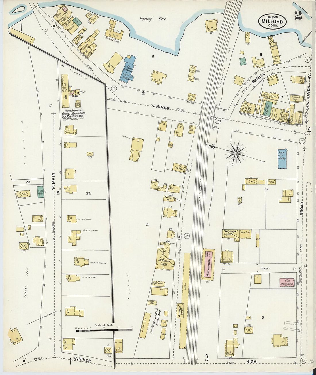 This old map of Milford, New Haven County, Connecticut was created by Sanborn Map Company in 1906