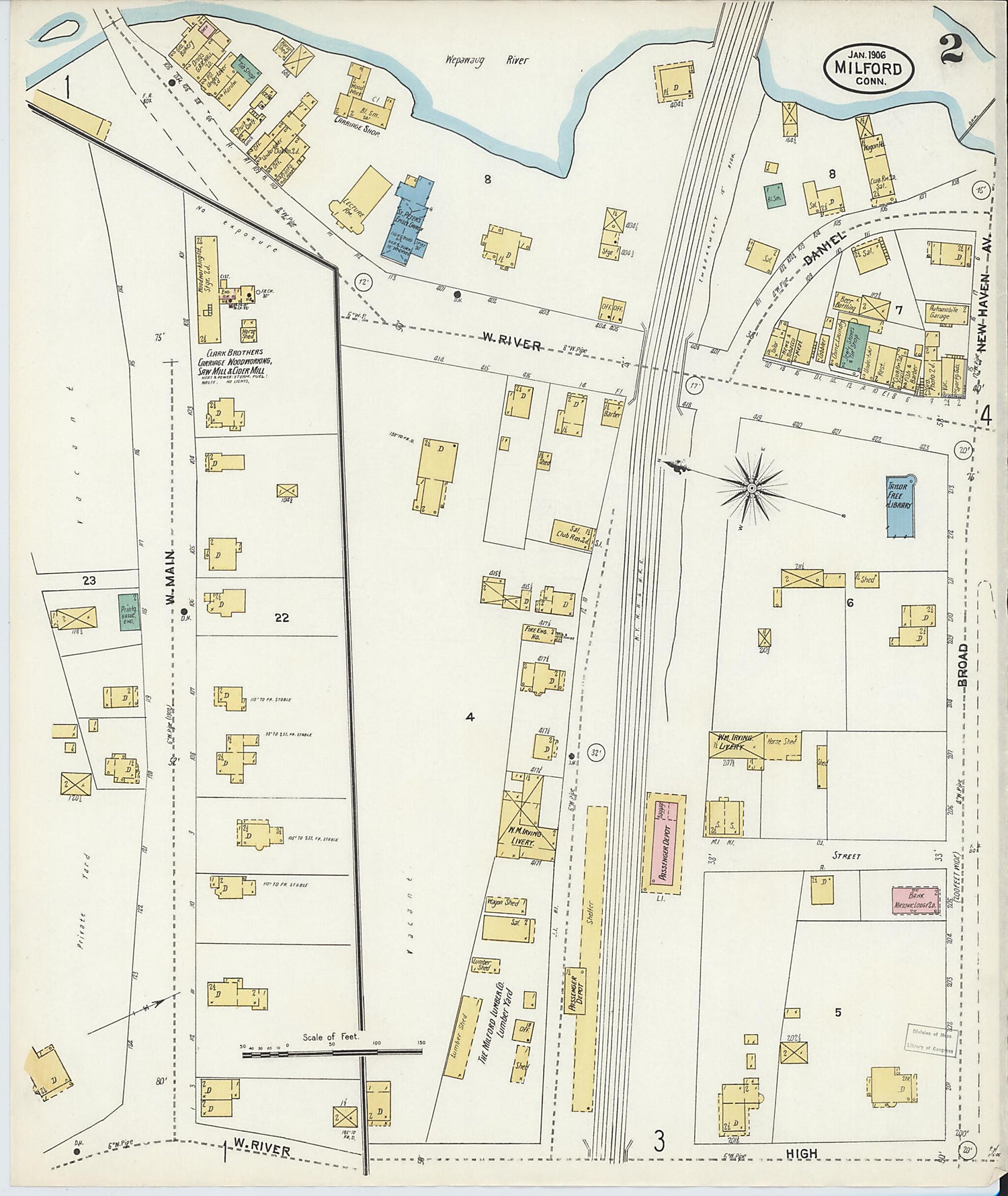 This old map of Milford, New Haven County, Connecticut was created by Sanborn Map Company in 1906