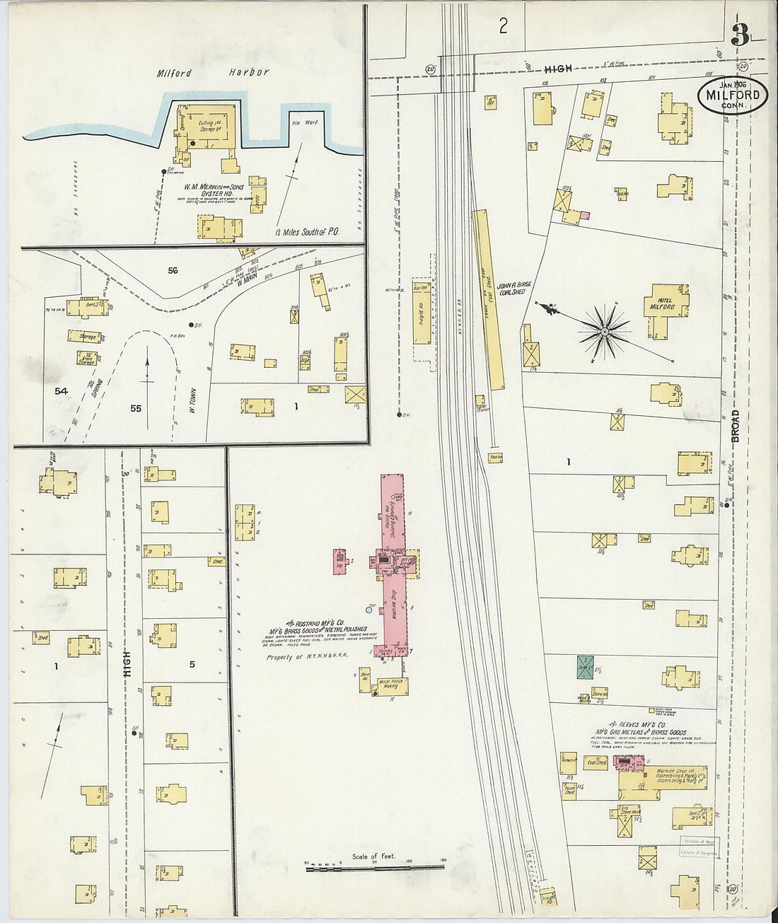 This old map of Milford, New Haven County, Connecticut was created by Sanborn Map Company in 1906