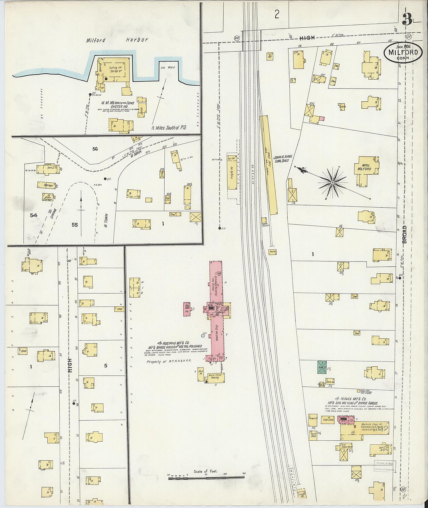 This old map of Milford, New Haven County, Connecticut was created by Sanborn Map Company in 1906