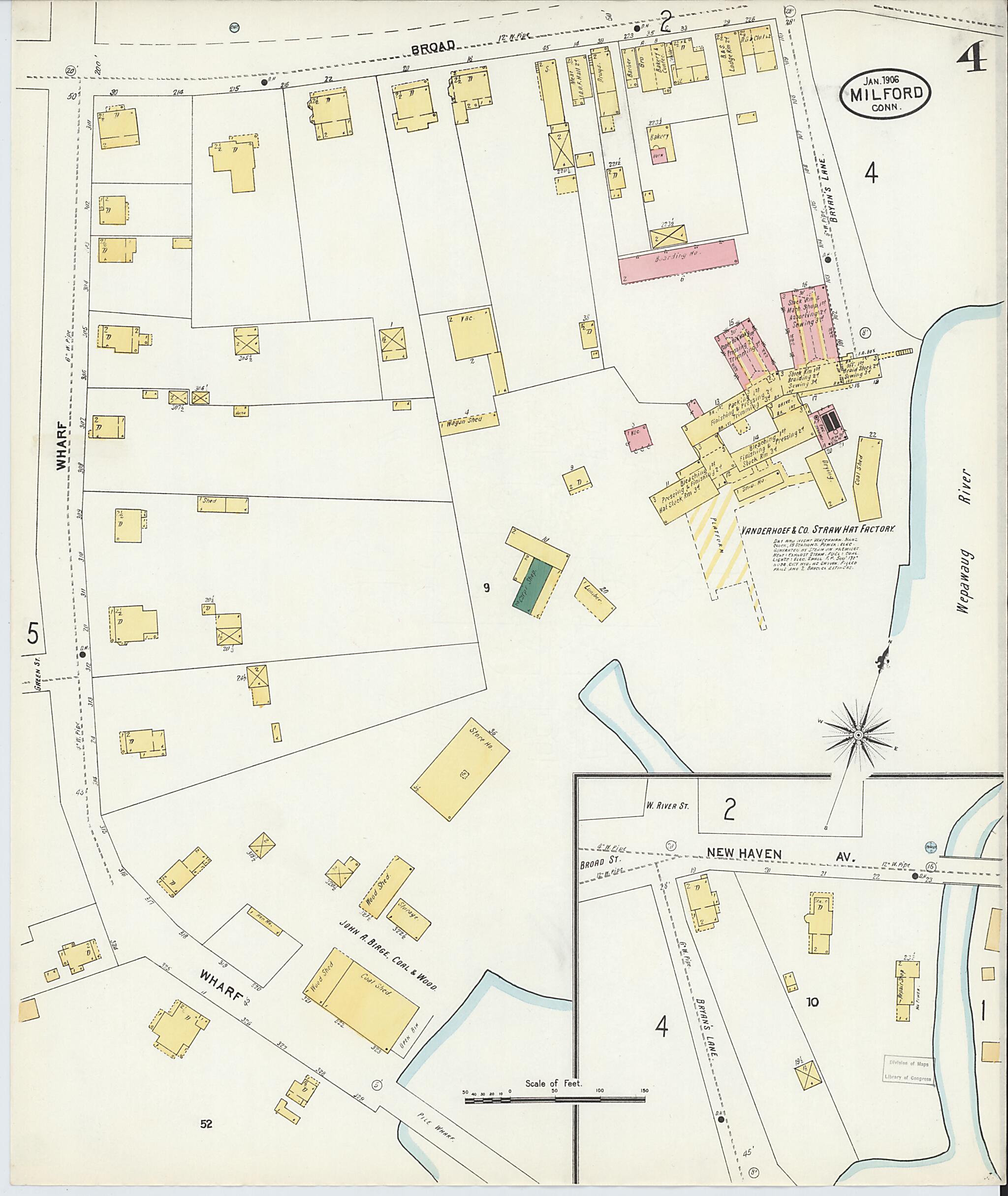 This old map of Milford, New Haven County, Connecticut was created by Sanborn Map Company in 1906