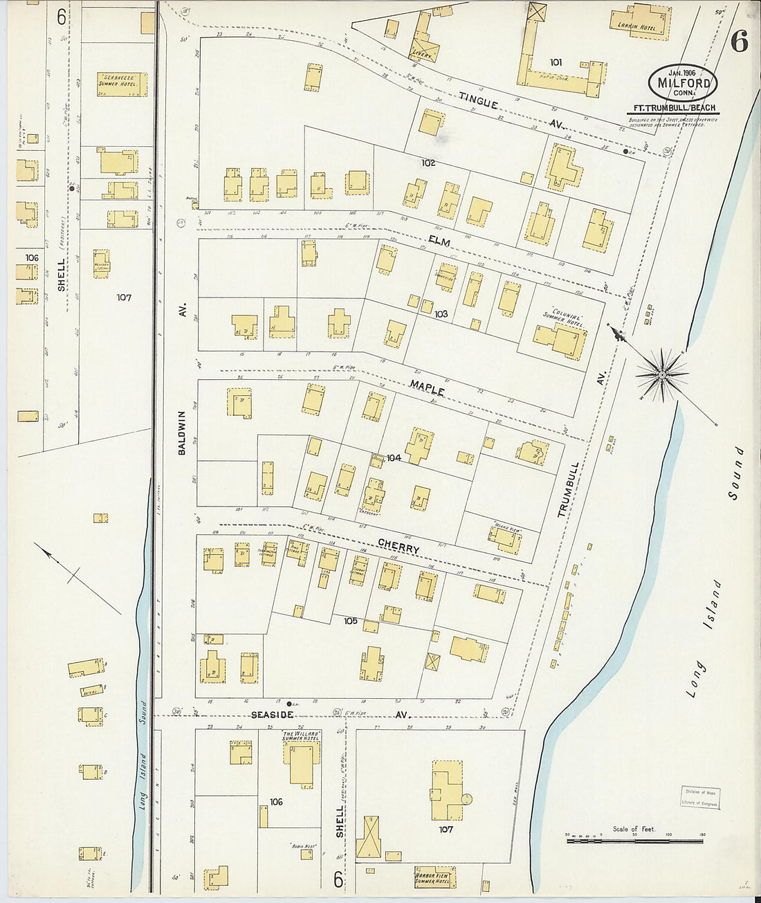 This old map of Milford, New Haven County, Connecticut was created by Sanborn Map Company in 1906