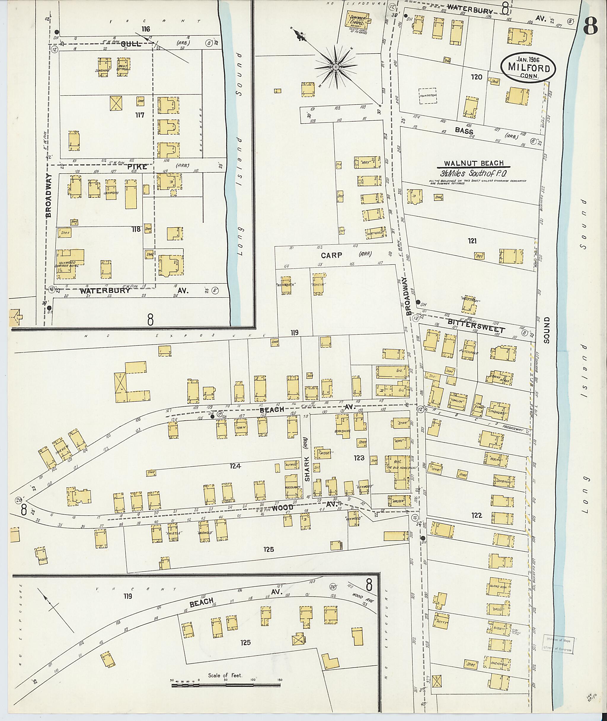 This old map of Milford, New Haven County, Connecticut was created by Sanborn Map Company in 1906