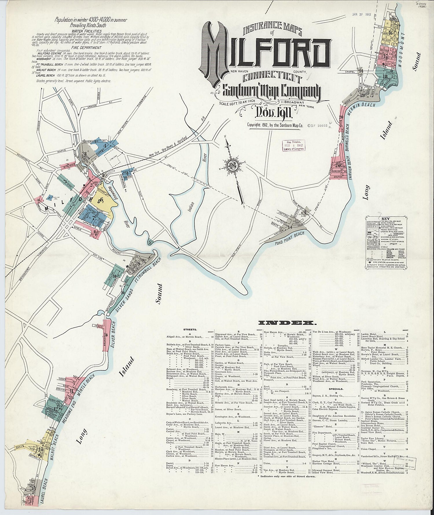 This old map of Milford, New Haven County, Connecticut was created by Sanborn Map Company in 1911