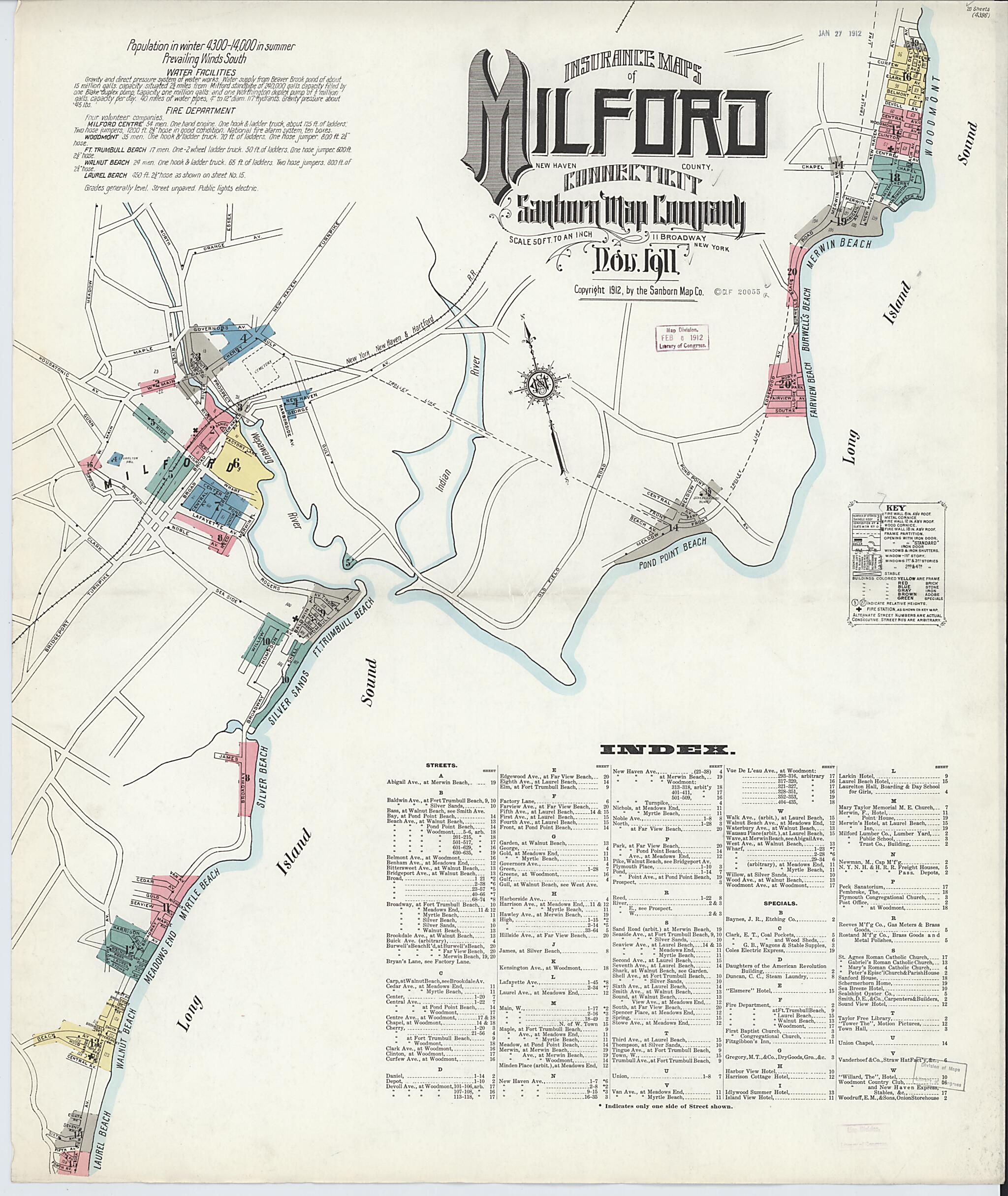 This old map of Milford, New Haven County, Connecticut was created by Sanborn Map Company in 1911