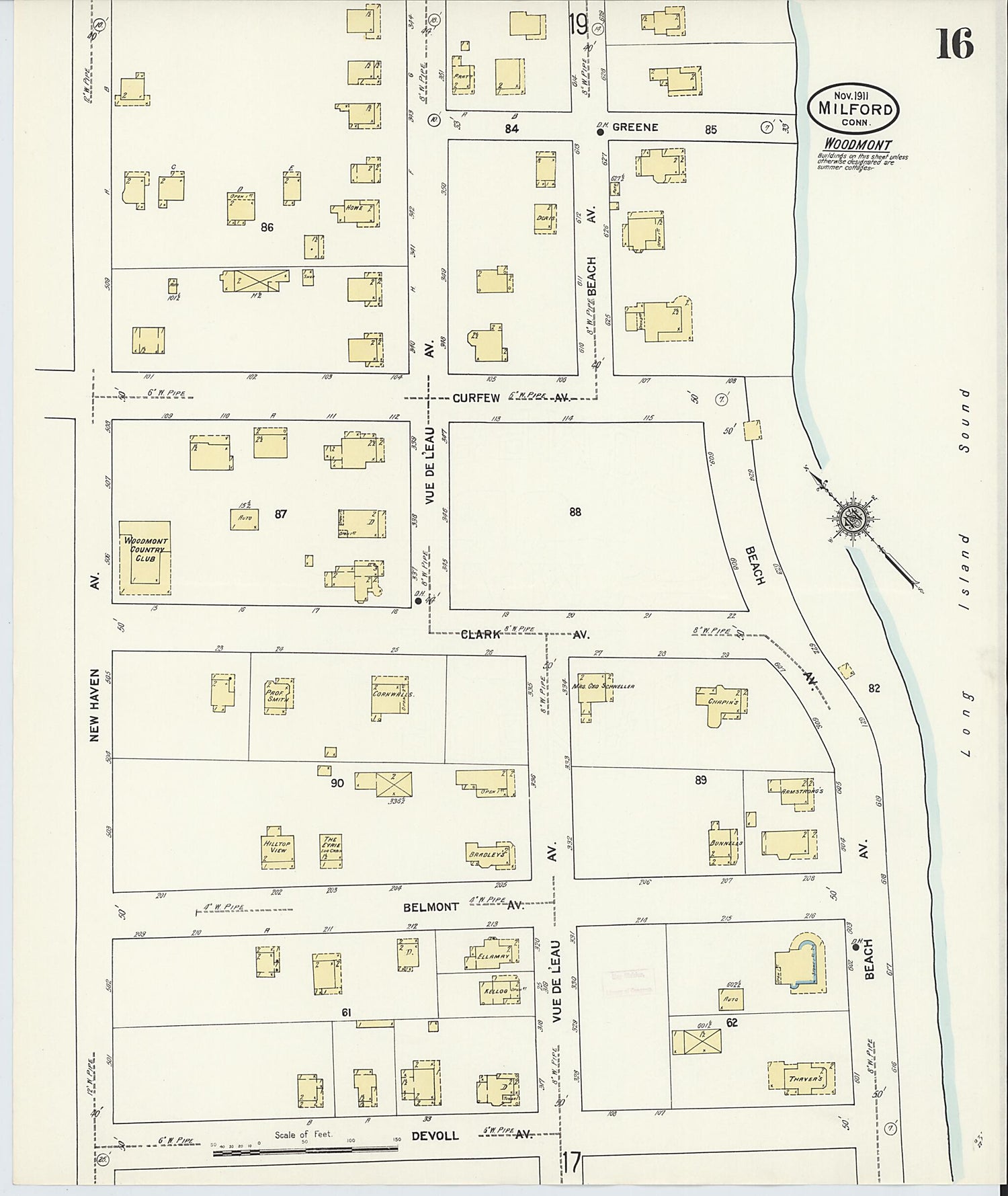 This old map of Milford, New Haven County, Connecticut was created by Sanborn Map Company in 1911