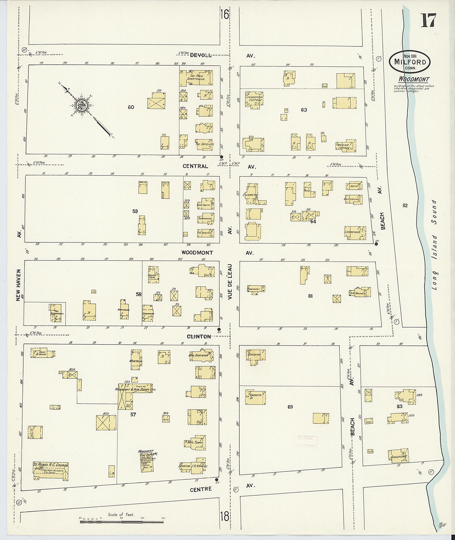 This old map of Milford, New Haven County, Connecticut was created by Sanborn Map Company in 1911