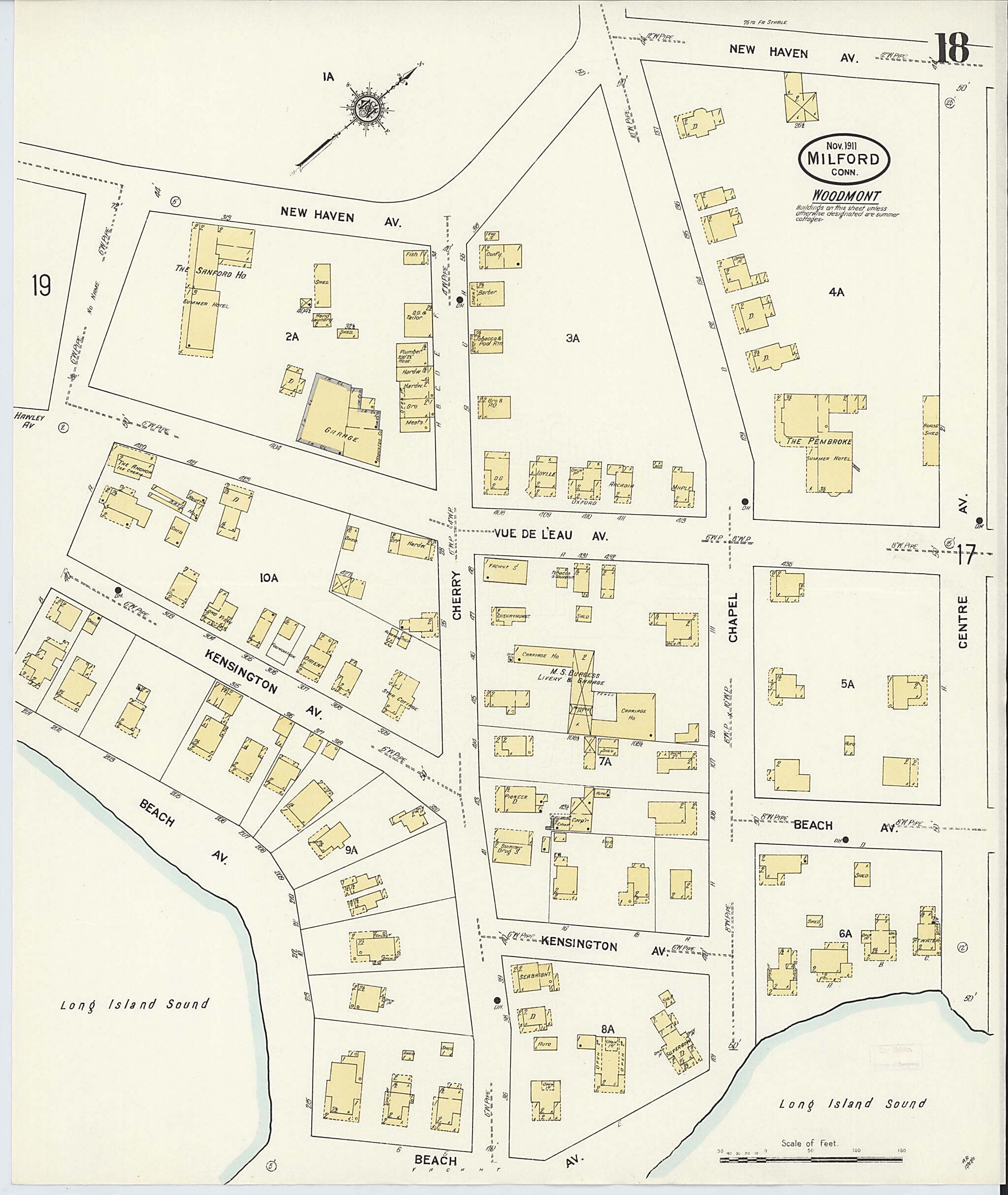This old map of Milford, New Haven County, Connecticut was created by Sanborn Map Company in 1911