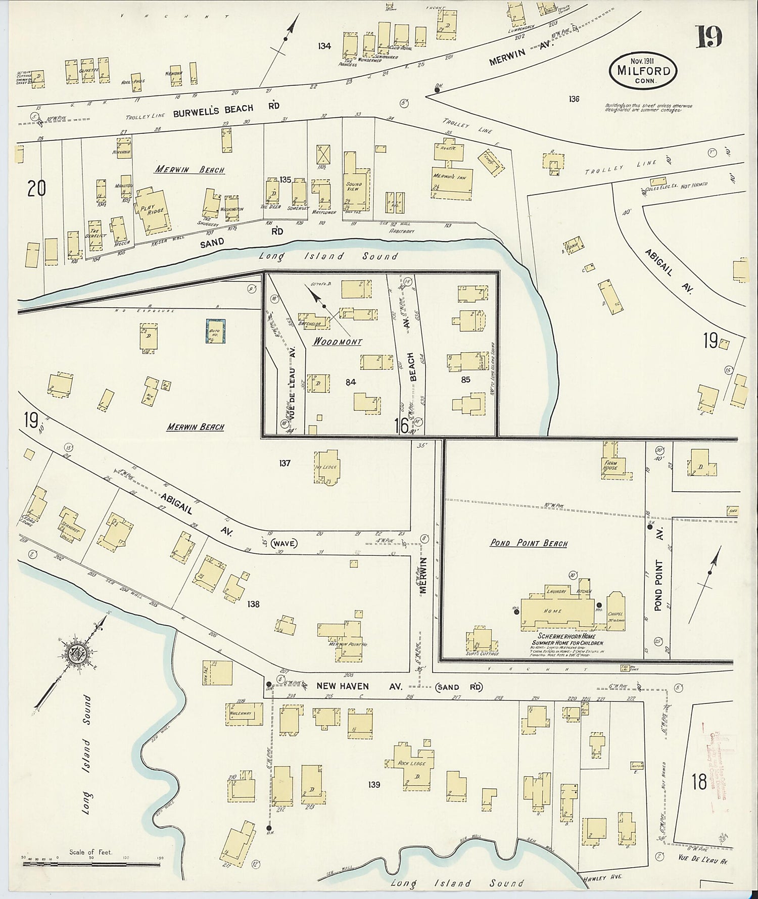 This old map of Milford, New Haven County, Connecticut was created by Sanborn Map Company in 1911