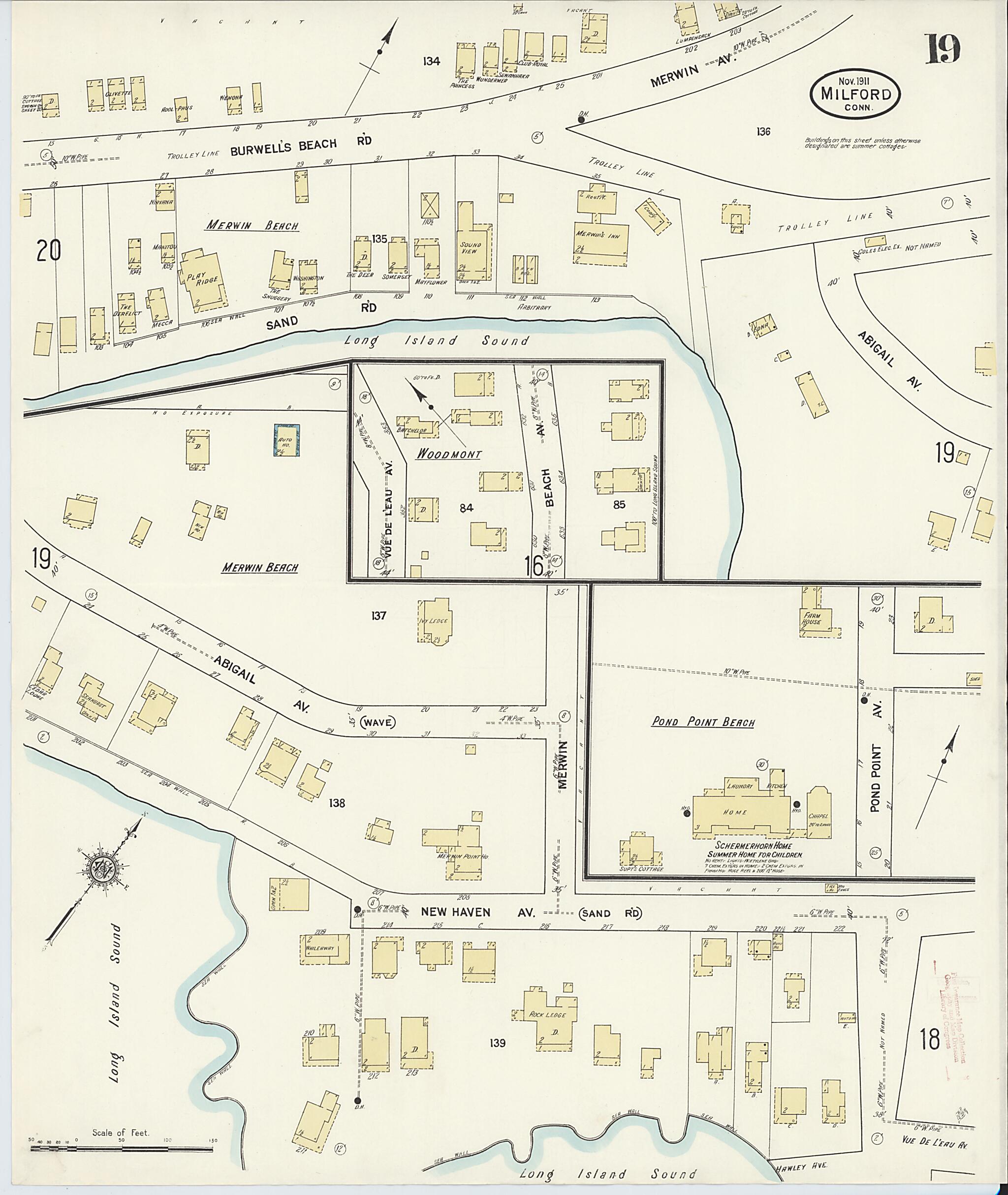 This old map of Milford, New Haven County, Connecticut was created by Sanborn Map Company in 1911
