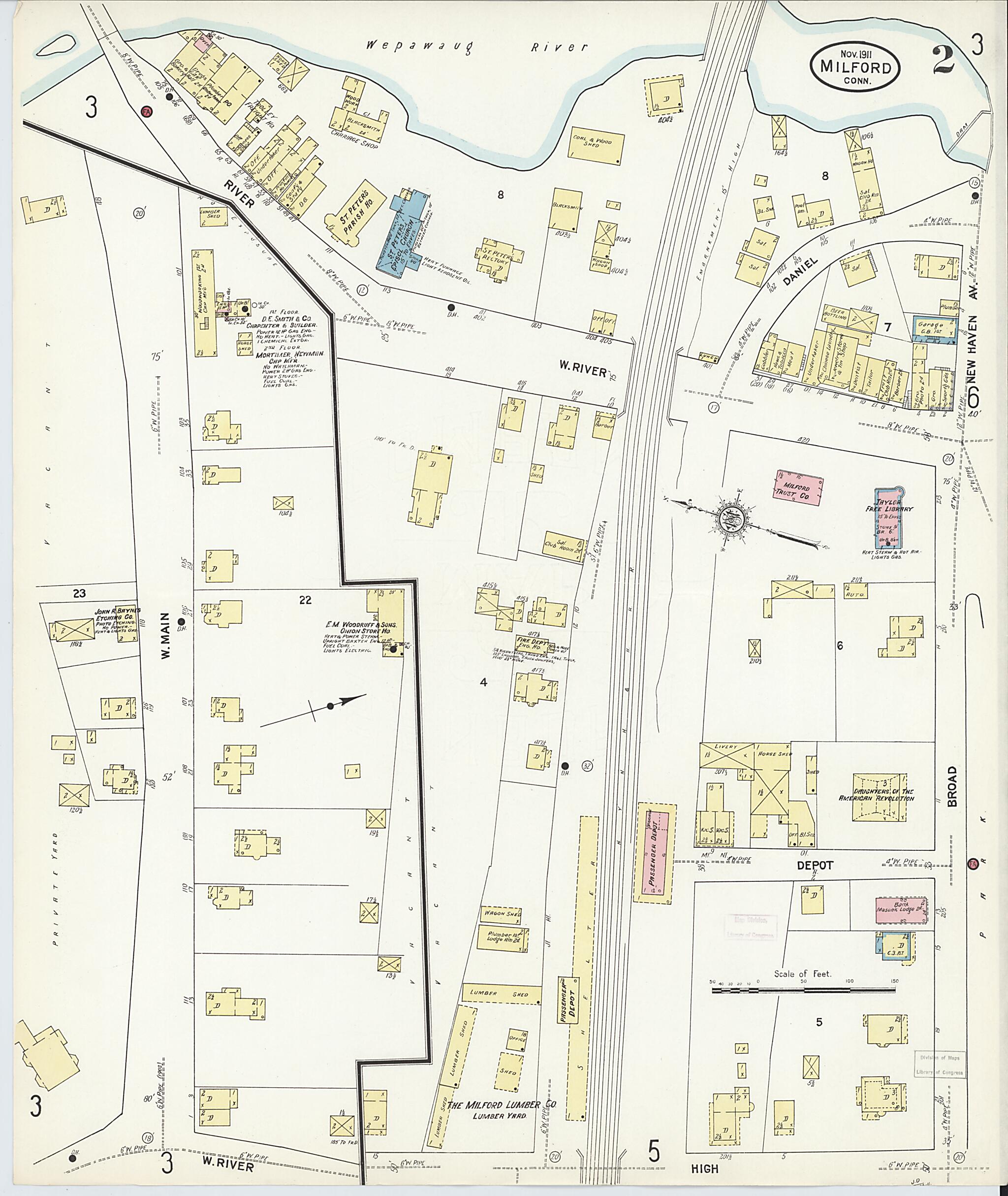 This old map of Milford, New Haven County, Connecticut was created by Sanborn Map Company in 1911