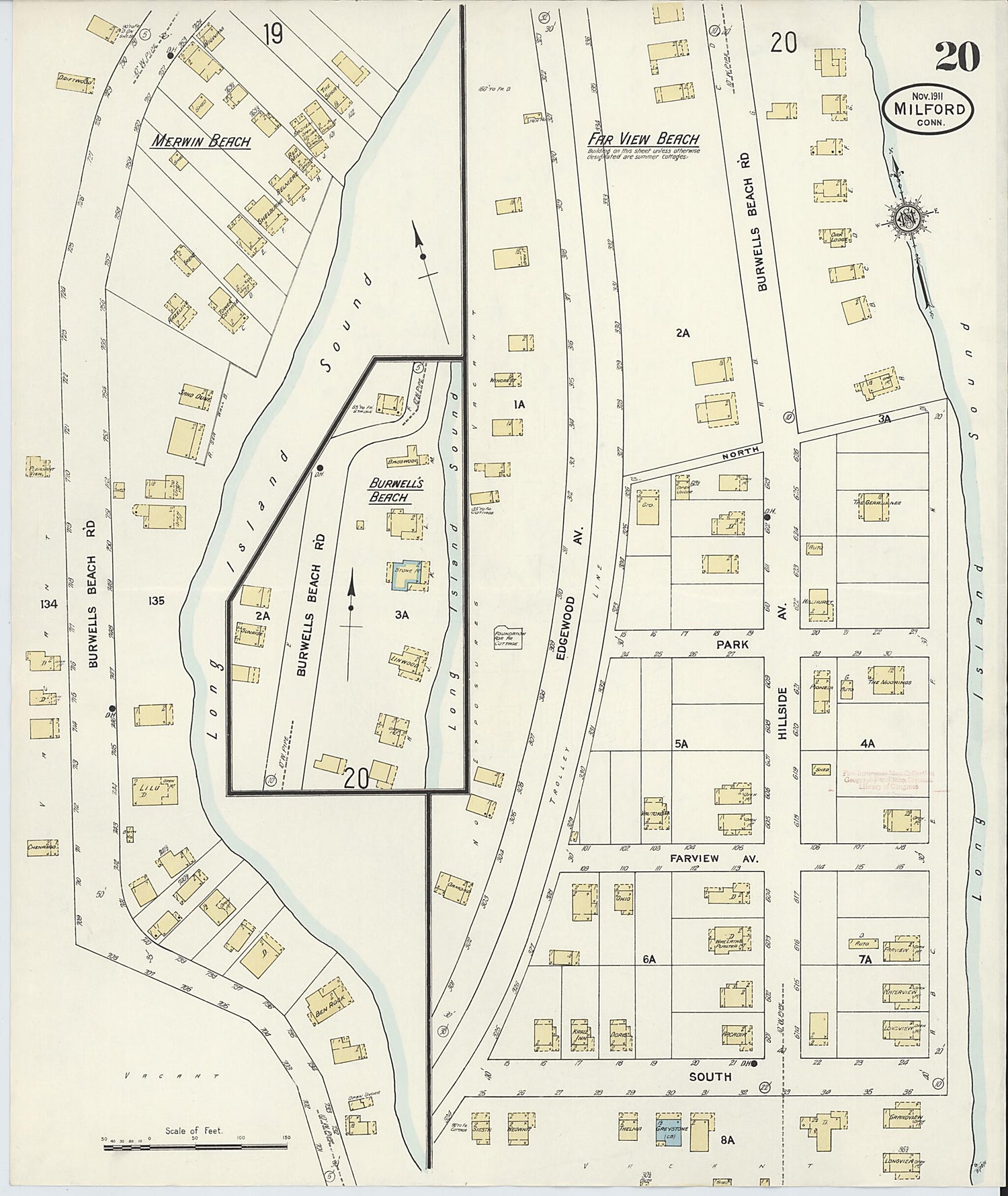 This old map of Milford, New Haven County, Connecticut was created by Sanborn Map Company in 1911