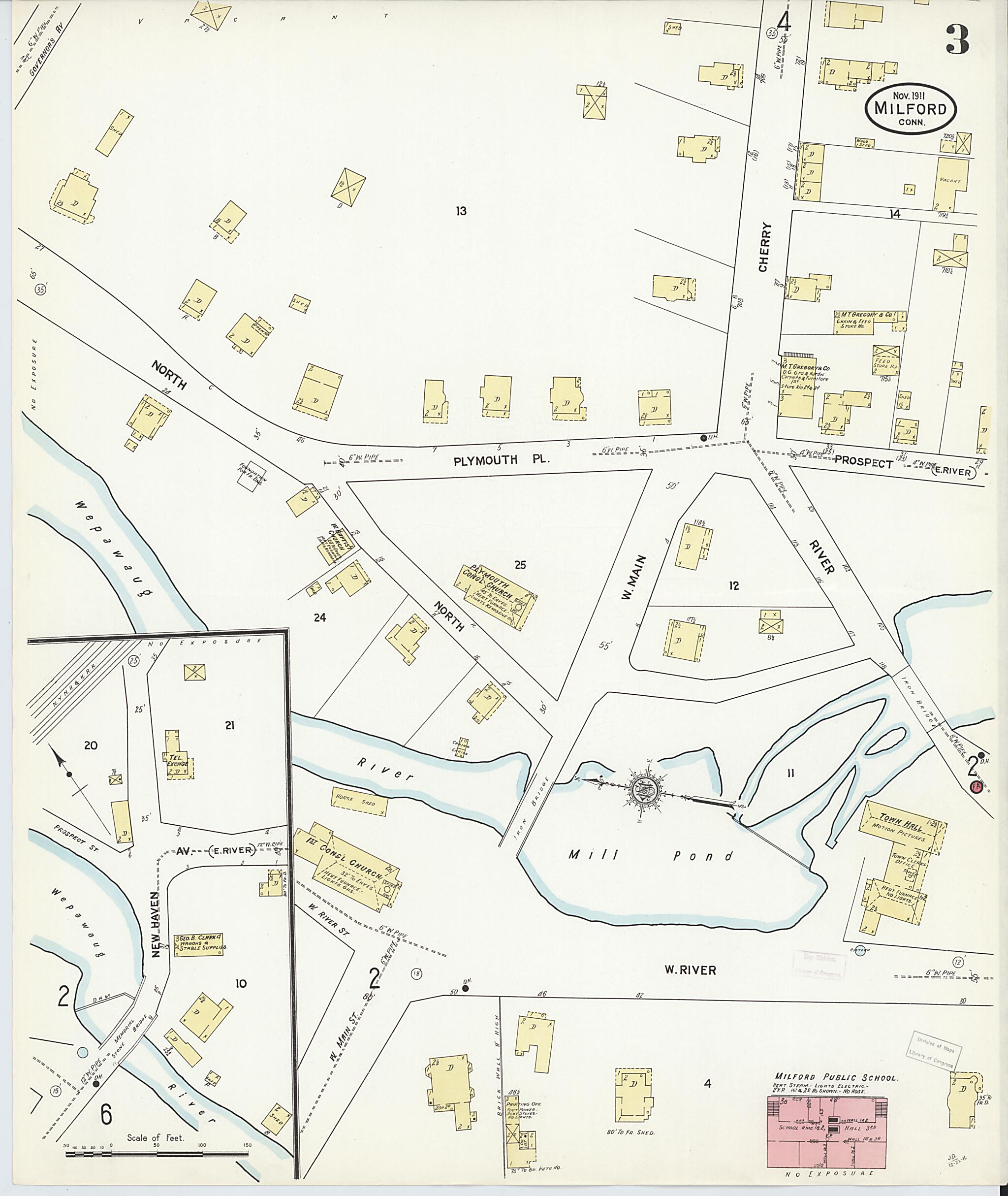 This old map of Milford, New Haven County, Connecticut was created by Sanborn Map Company in 1911