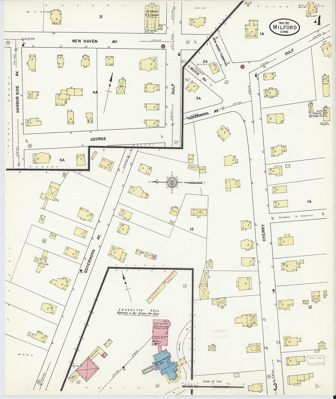 This old map of Milford, New Haven County, Connecticut was created by Sanborn Map Company in 1911