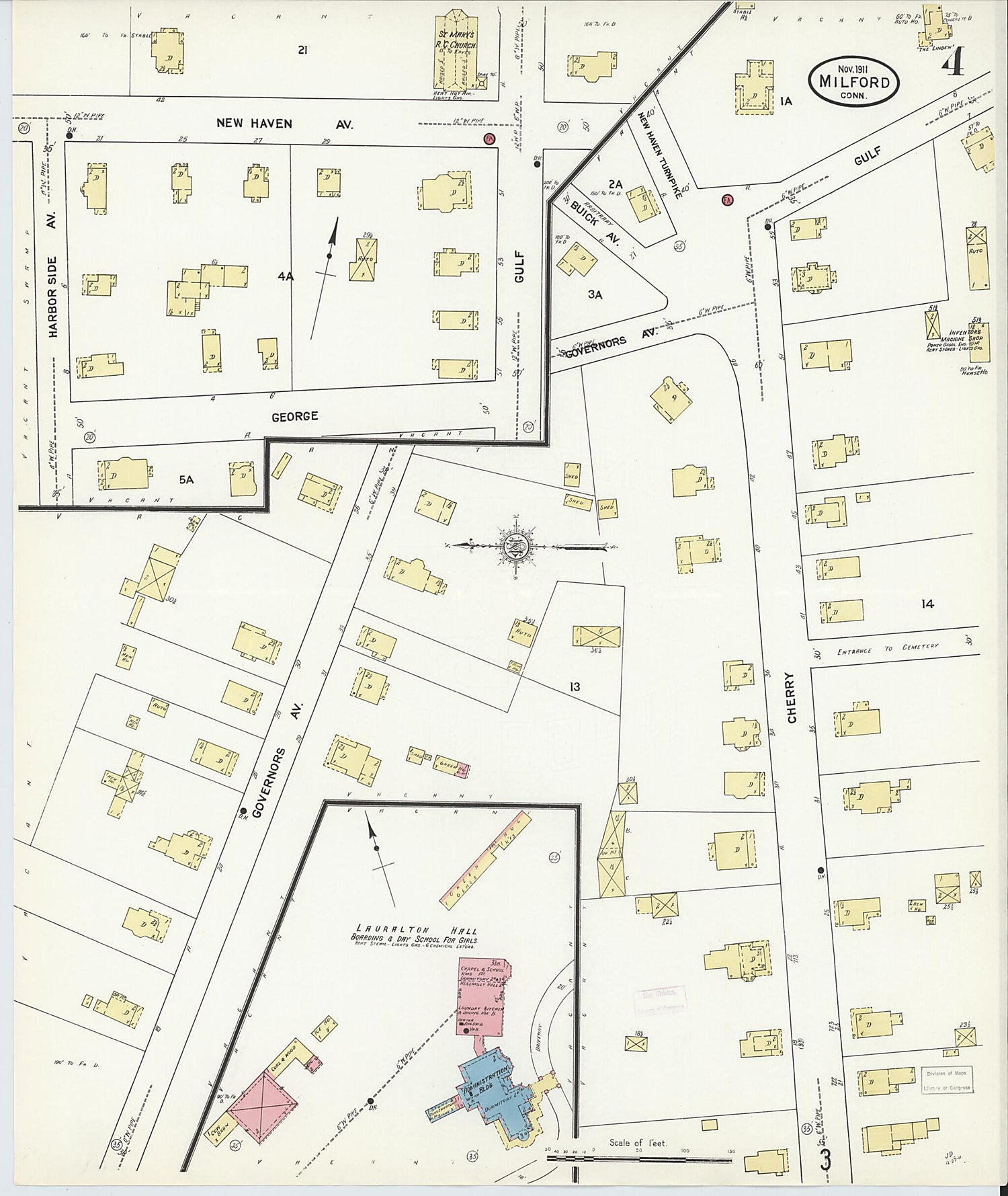 This old map of Milford, New Haven County, Connecticut was created by Sanborn Map Company in 1911