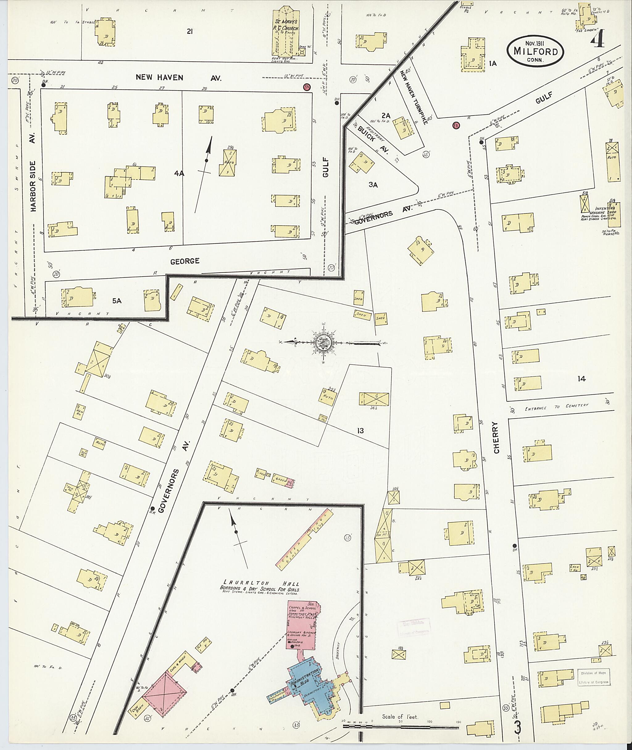 This old map of Milford, New Haven County, Connecticut was created by Sanborn Map Company in 1911