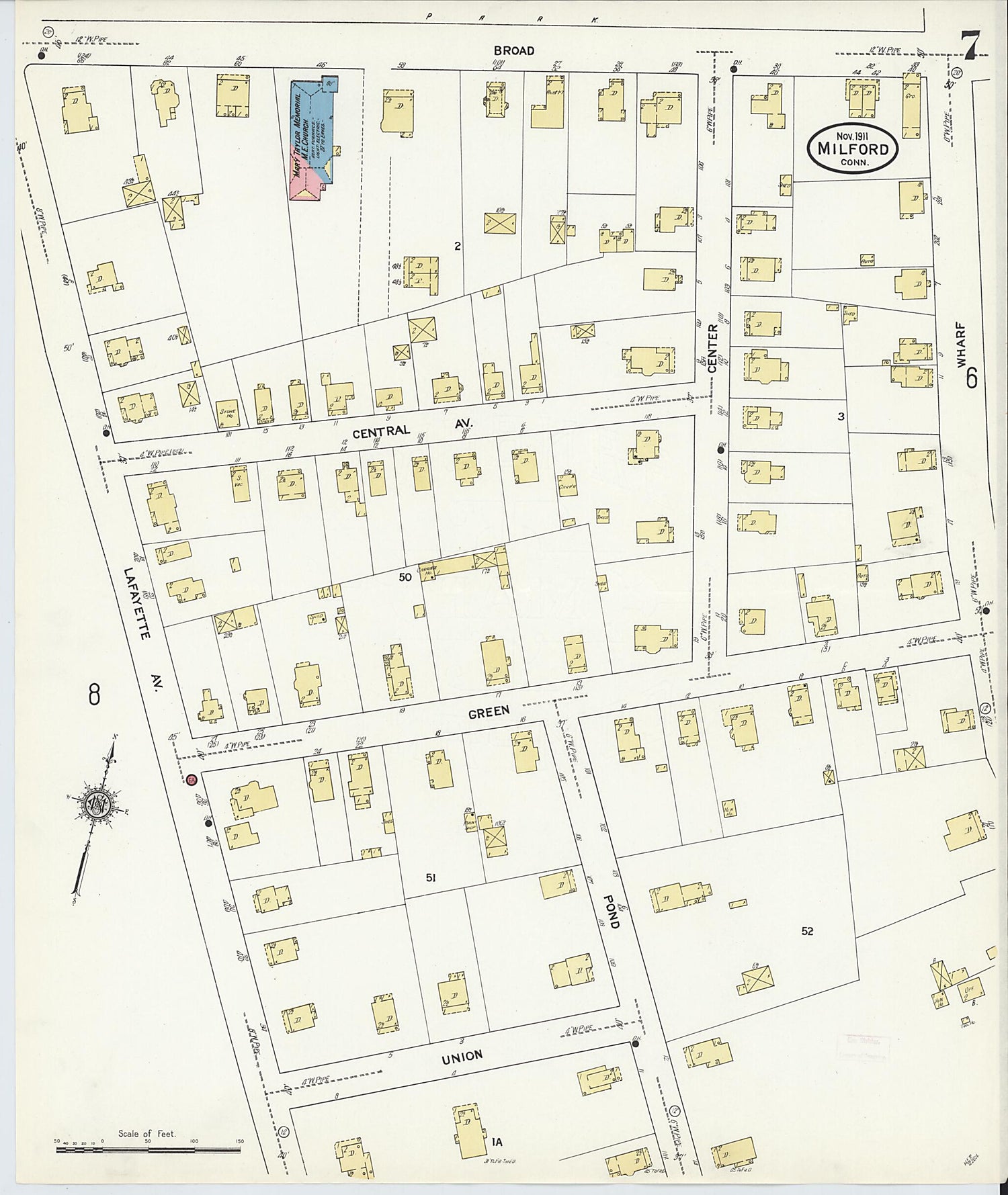 This old map of Milford, New Haven County, Connecticut was created by Sanborn Map Company in 1911