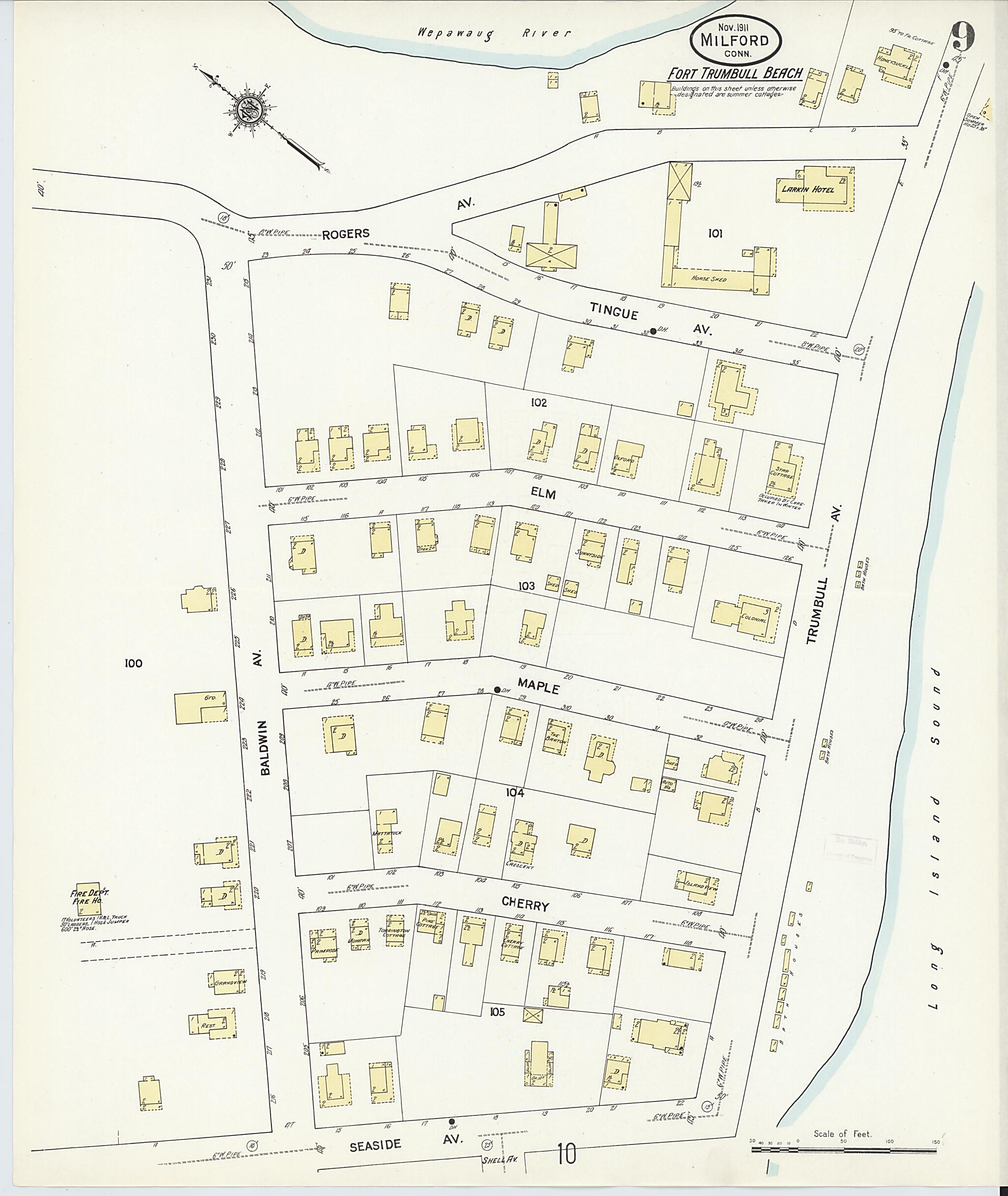 This old map of Milford, New Haven County, Connecticut was created by Sanborn Map Company in 1911