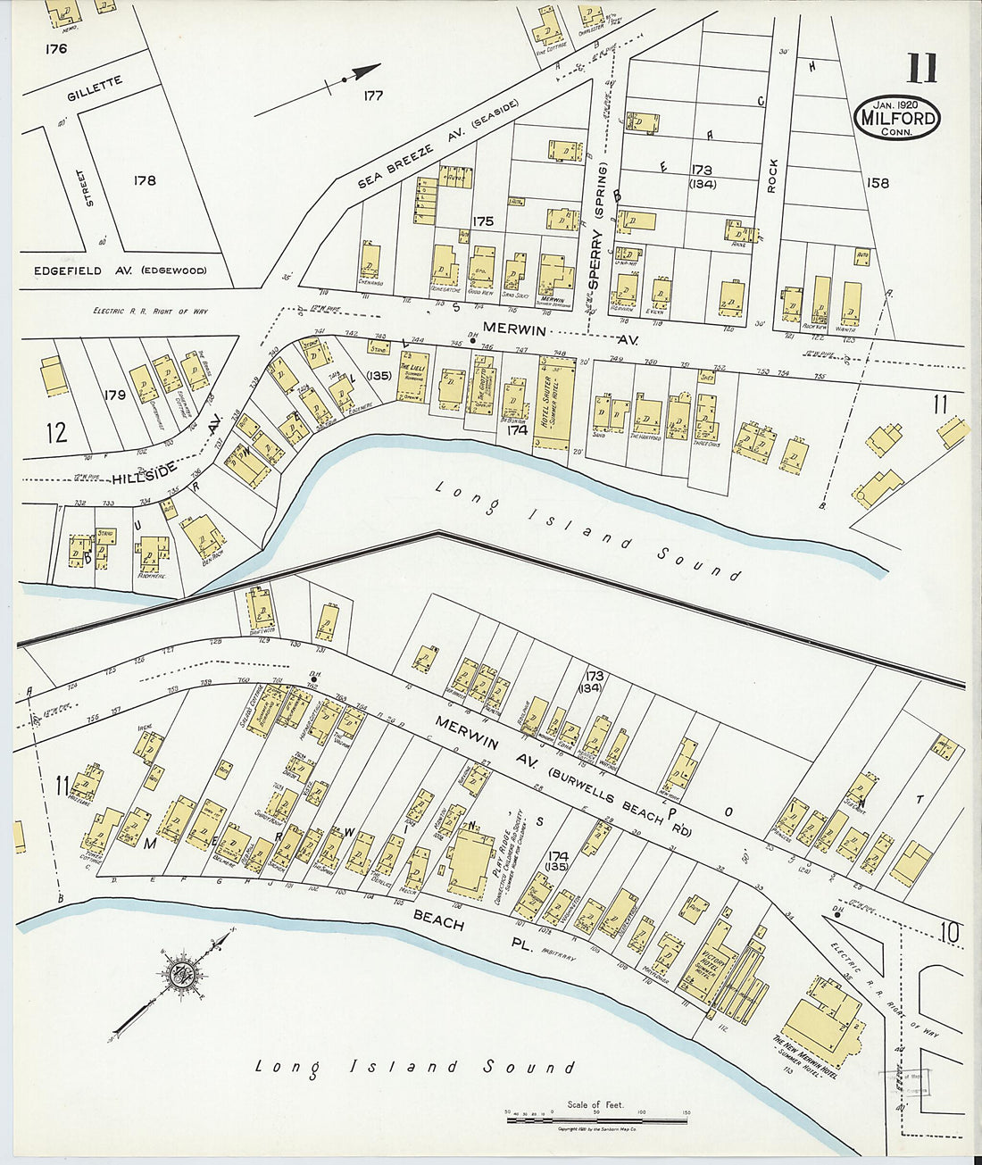 This old map of Milford, New Haven County, Connecticut was created by Sanborn Map Company in 1920