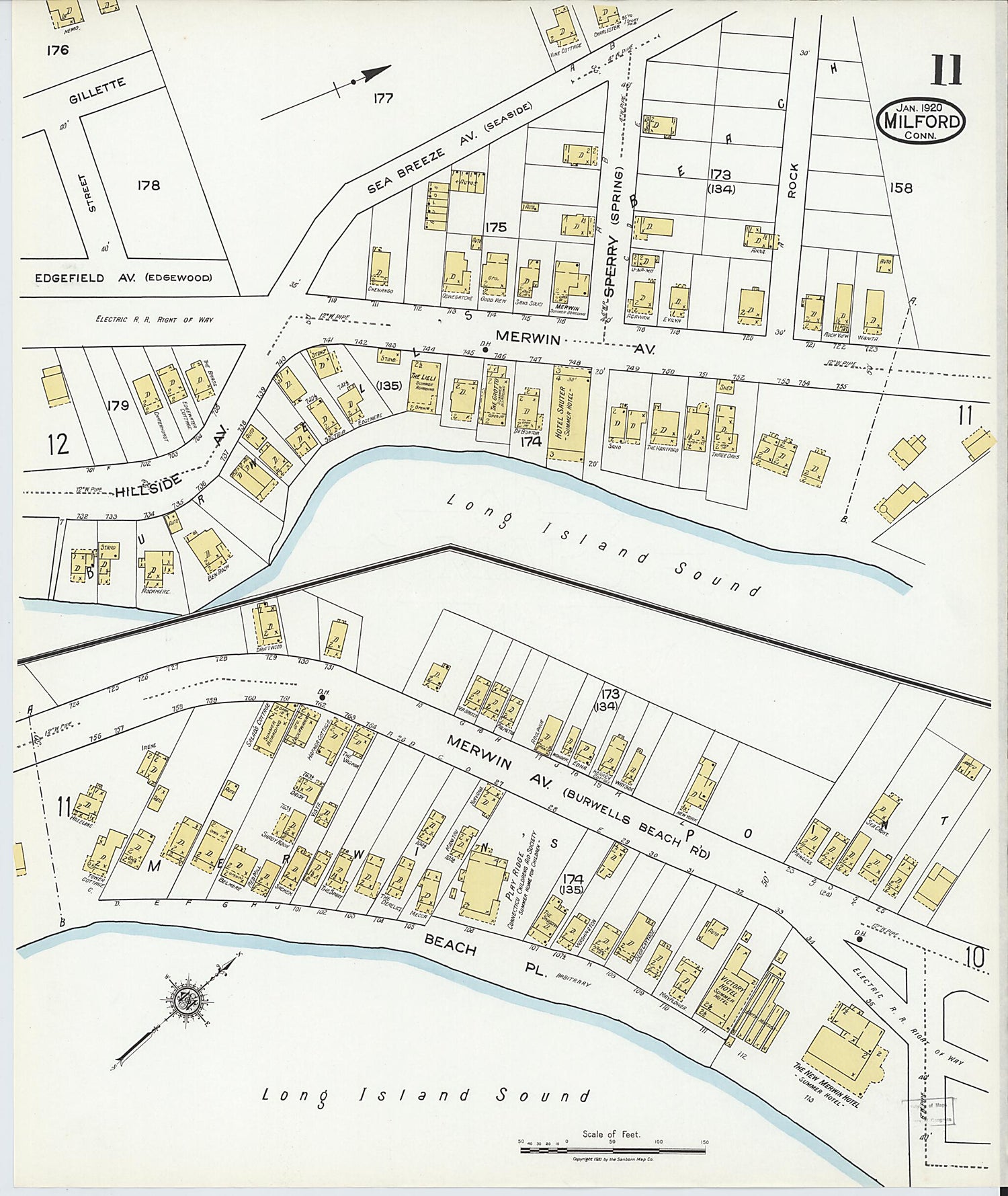 This old map of Milford, New Haven County, Connecticut was created by Sanborn Map Company in 1920