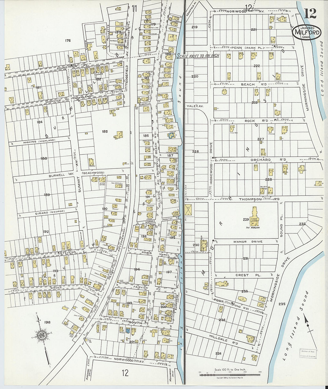 This old map of Milford, New Haven County, Connecticut was created by Sanborn Map Company in 1920