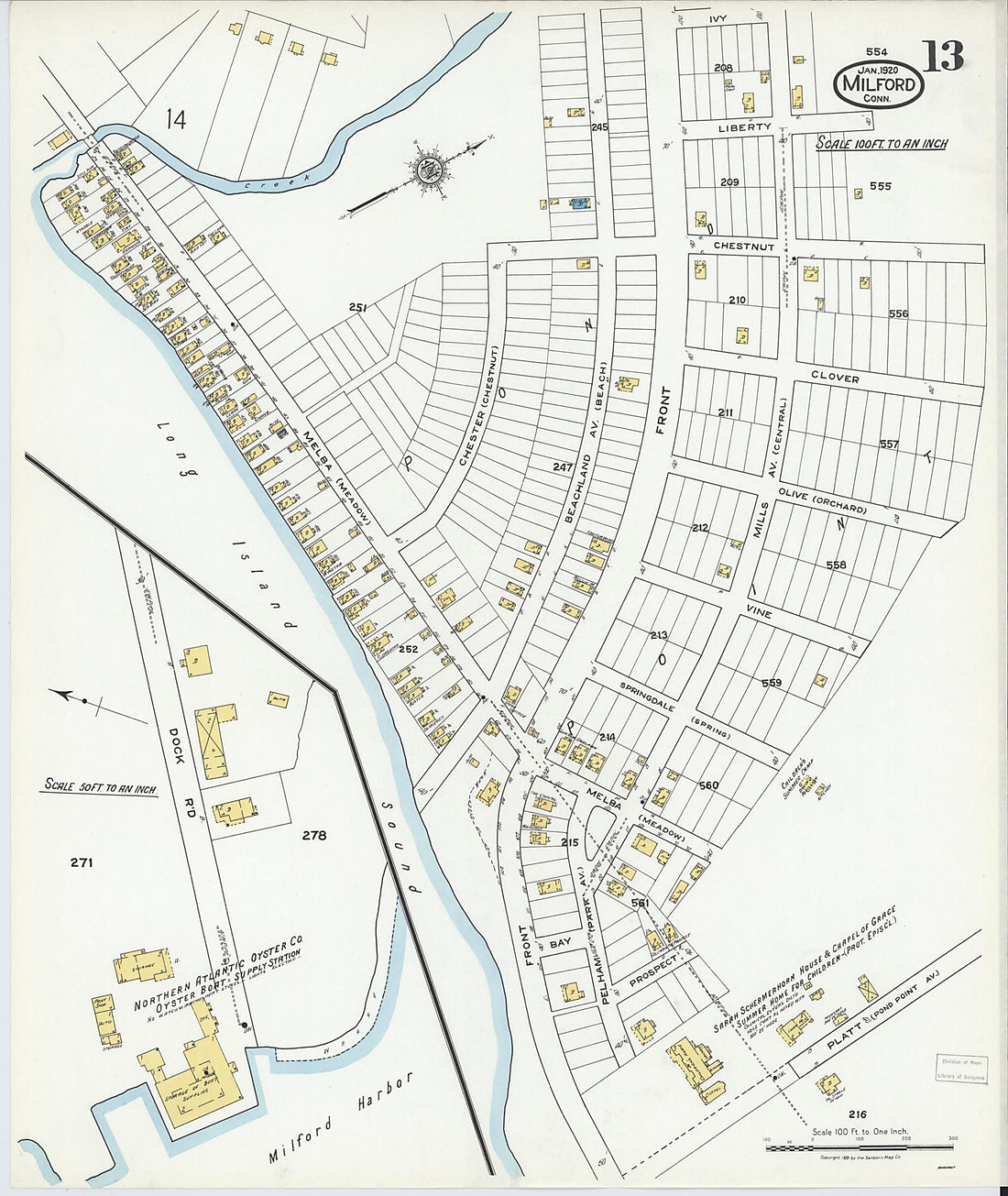 This old map of Milford, New Haven County, Connecticut was created by Sanborn Map Company in 1920
