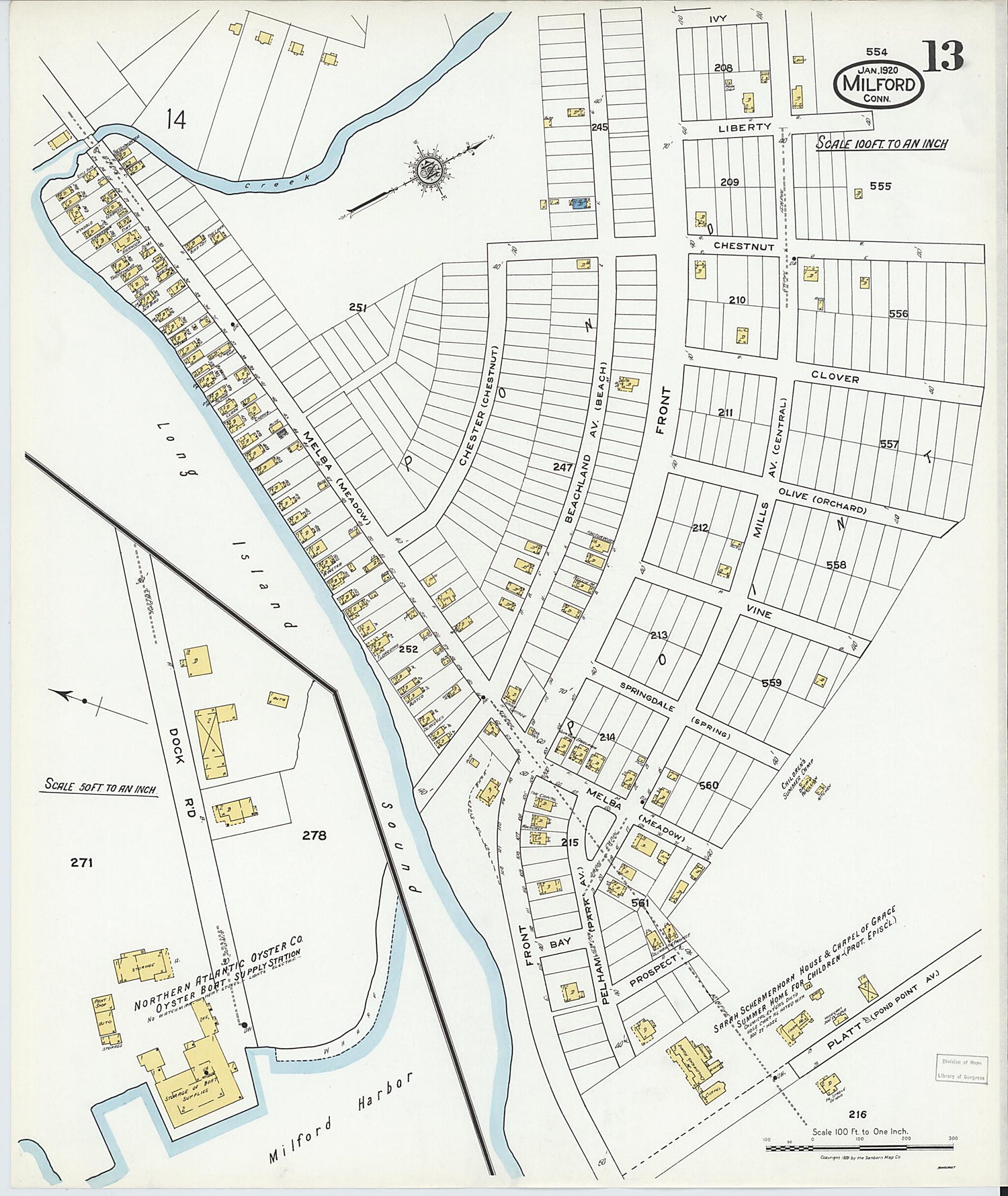 This old map of Milford, New Haven County, Connecticut was created by Sanborn Map Company in 1920