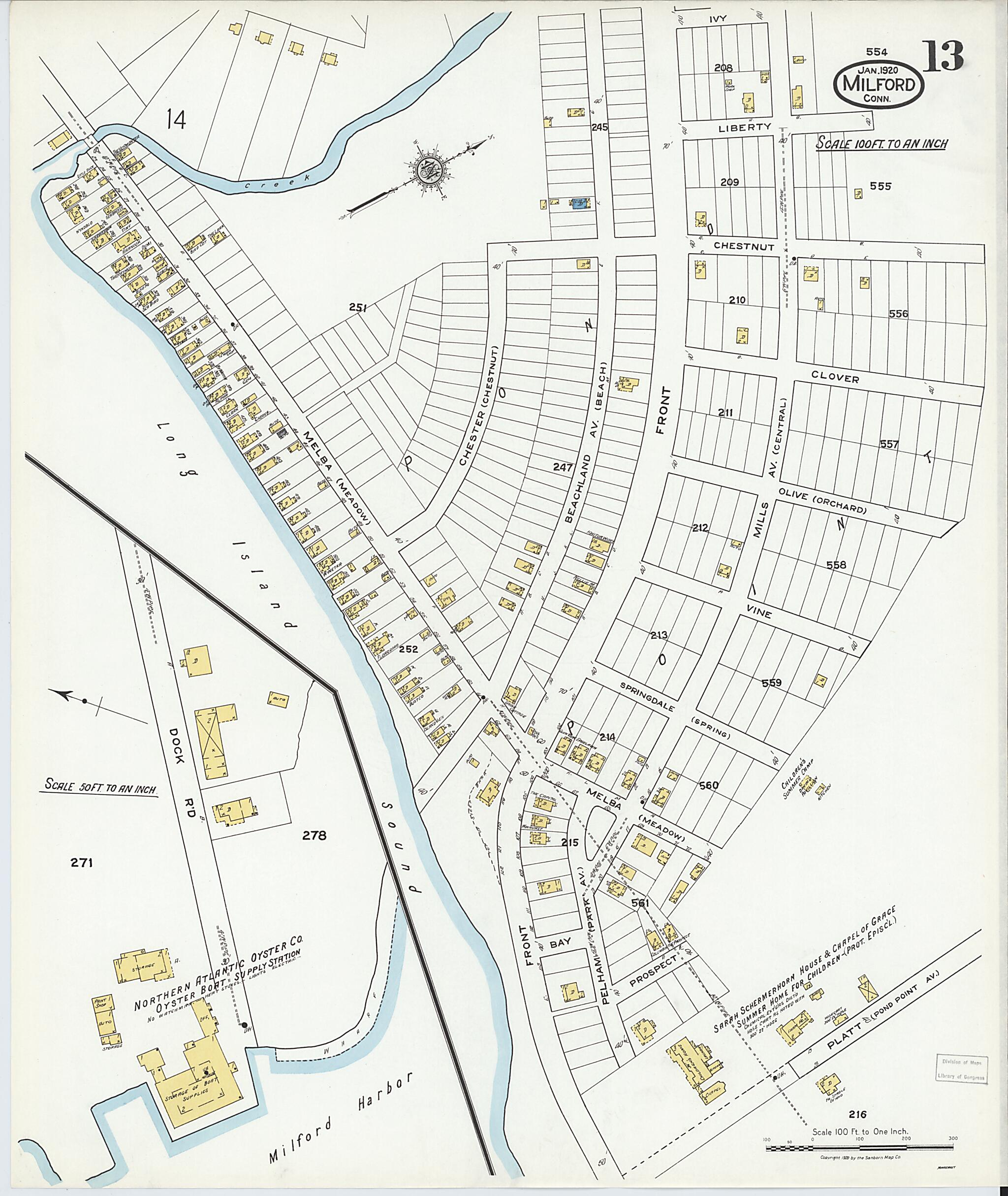 This old map of Milford, New Haven County, Connecticut was created by Sanborn Map Company in 1920
