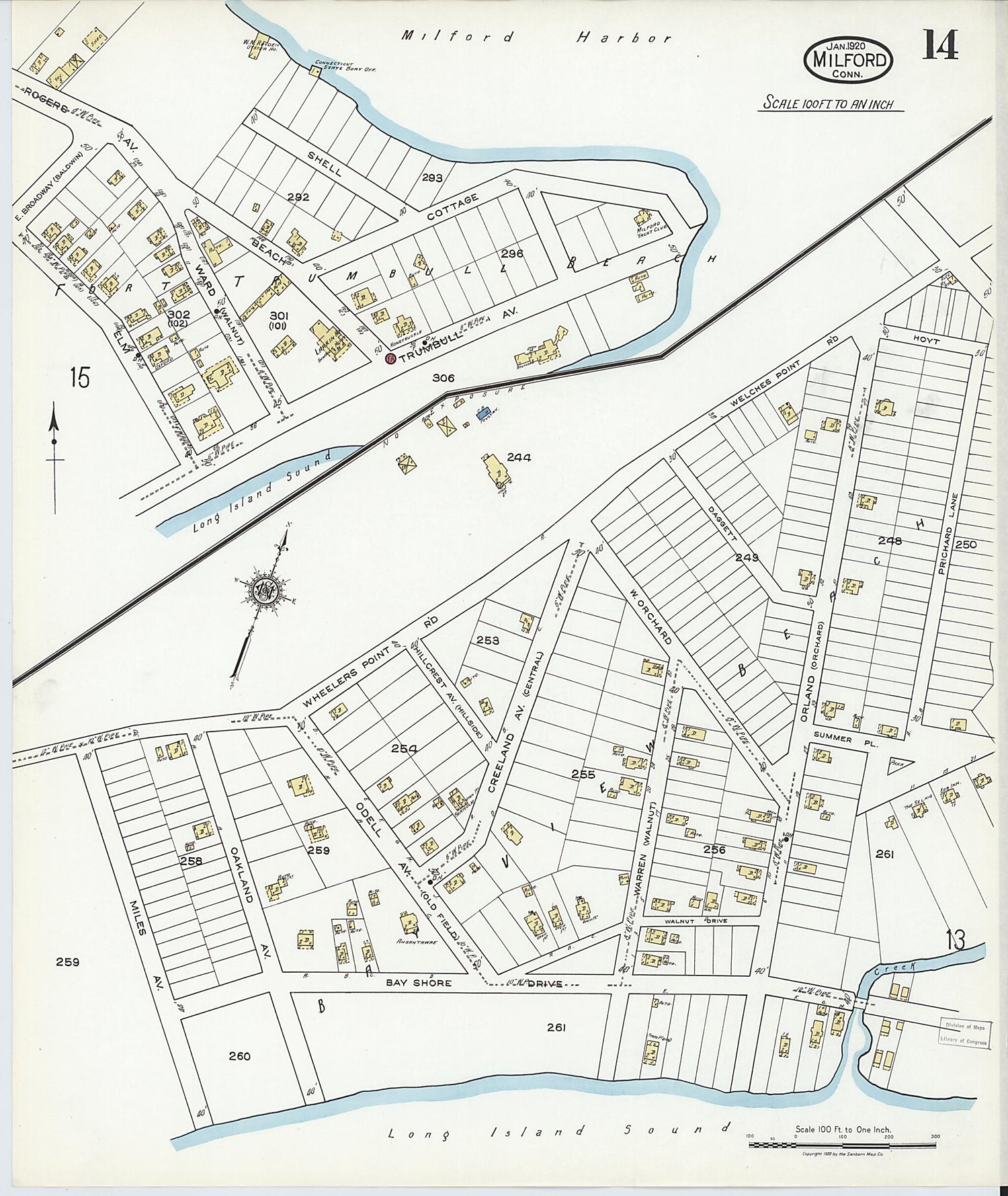 This old map of Milford, New Haven County, Connecticut was created by Sanborn Map Company in 1920