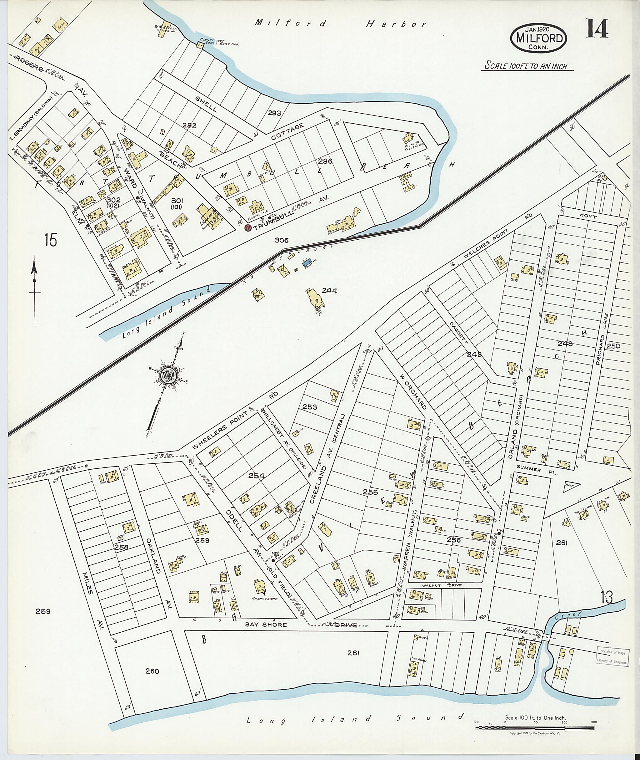 This old map of Milford, New Haven County, Connecticut was created by Sanborn Map Company in 1920